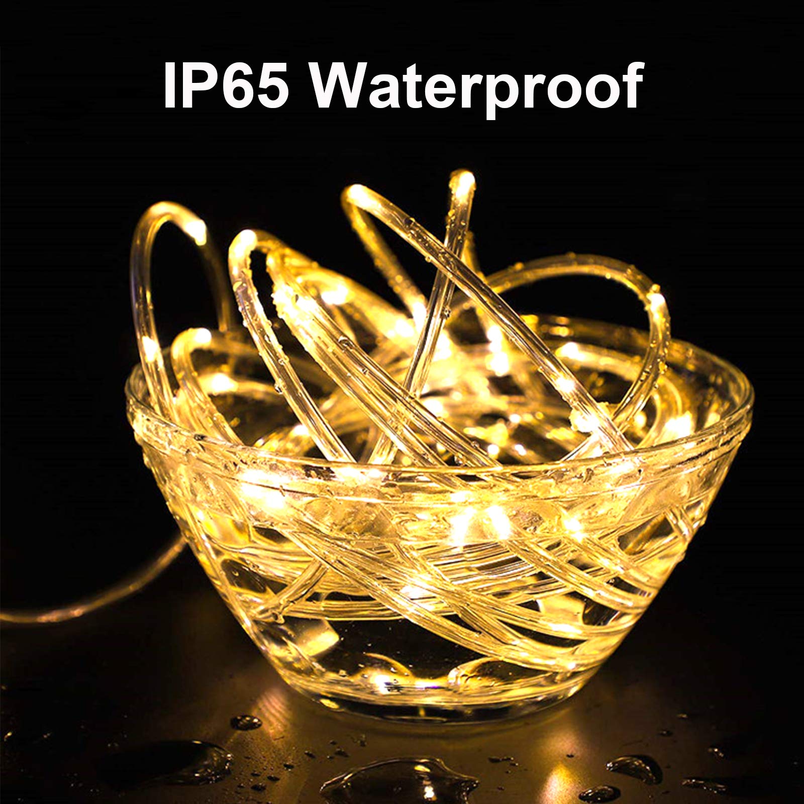 Lamker 10M 100LED Solar Fairy Rope String Lights Warm White Outdoor Waterproof 8 Modes Dimmable Light for Garden Patio Fence Yard Backyard Tree Wedding Christmas Party DIY Tube Lighting Decorative - Image 2
