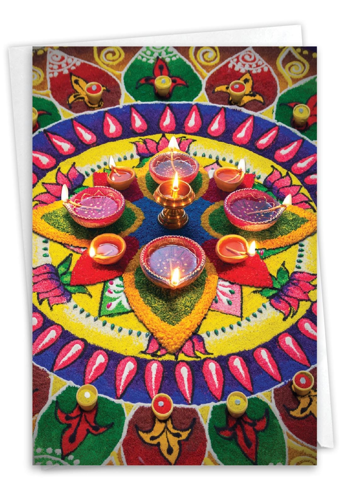 NobleWorks Diwali Greeting Card with 5 x 7 Inch Envelope (1 Card) Diwali Wishes C2816FDWG
