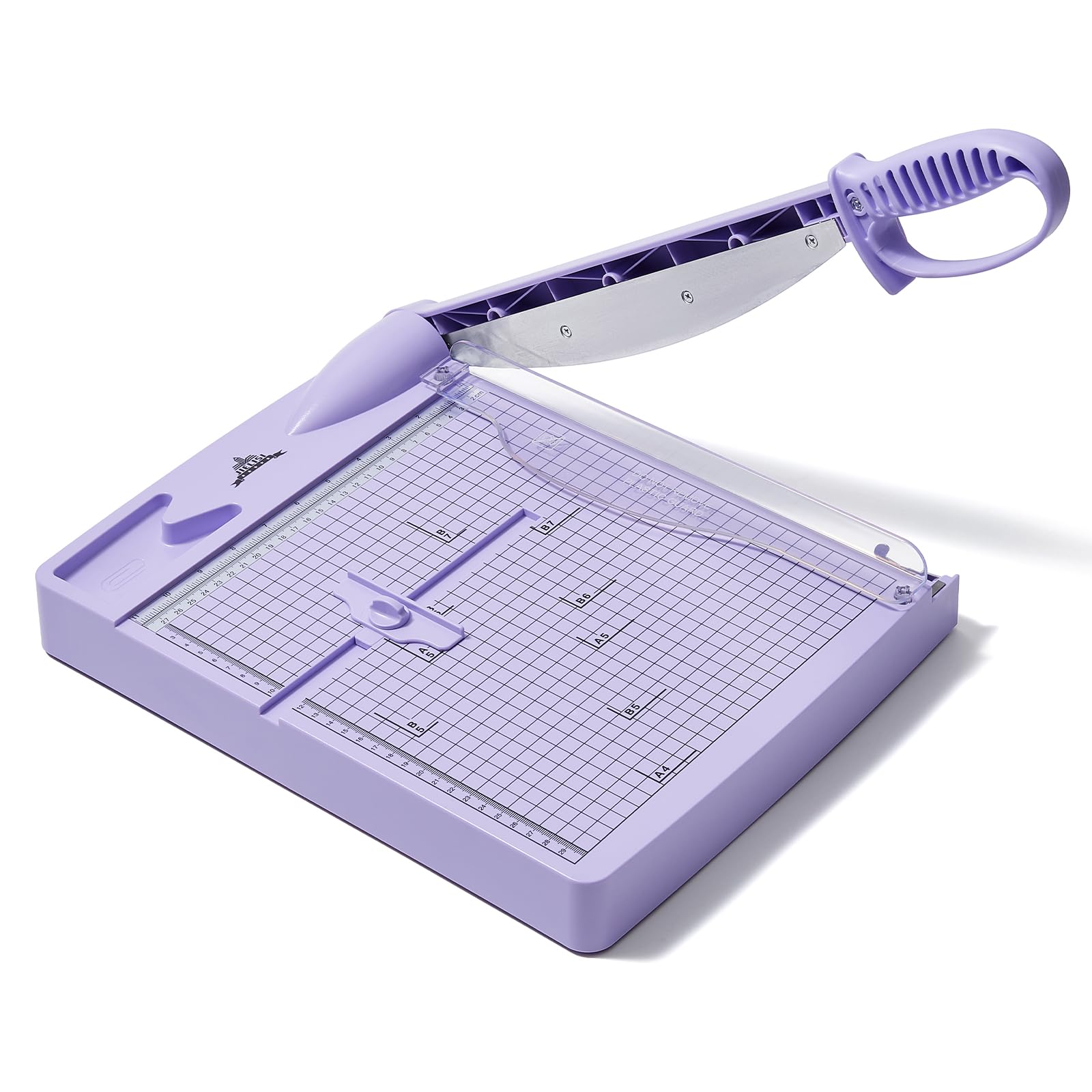JIELISI Heavy Duty Guillotine Paper Trimmer Cutting Performance up to 30 Sheets,12 Inch Cut Length A4 Manual Paper Cutter Scrapbooking Tool with Safety Guard and Blade Lock（Purple）