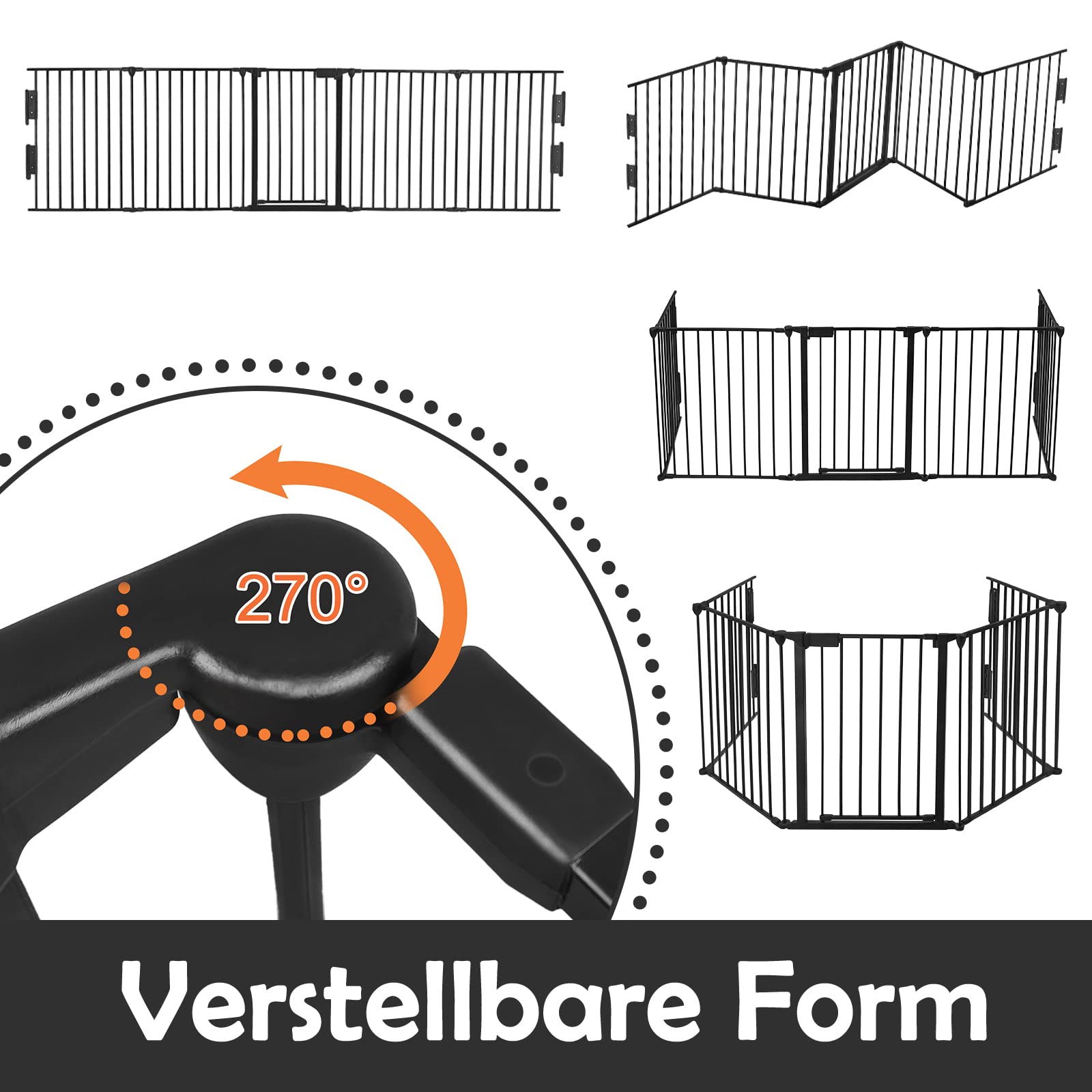 HENGMEI Rejilla de protección para chimenea de metal para bebés, rejilla de protección infantil, plegable, con puerta, rejilla protectora para horno, rejilla de protección para puerta, de 5 elementos