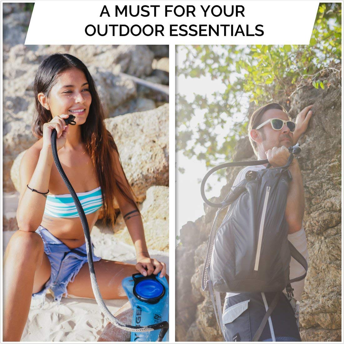 CybGene Poche à Eau Pour Sac à Dos, Poche D'hydratation à Large Ouverture, Poche D'hydratation Portable Avec Tube Isolé, Adaptée Pour La Randonnée, Le Camping, Le Vélo Et L'escalade (Bleu-3L