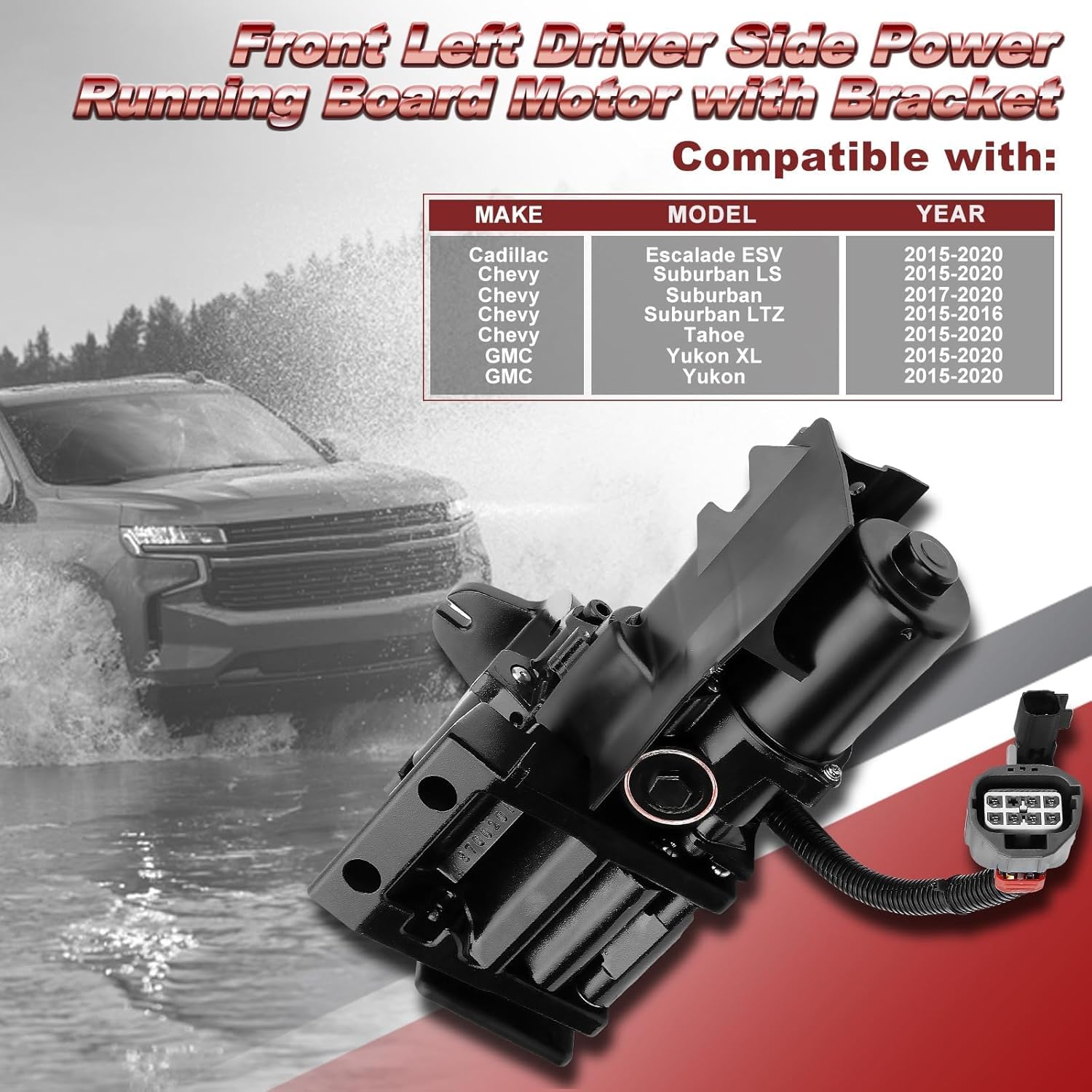 Left Driver Side Power Running Board Motor Compatible with GMC Yukon XL 2015-2020; Chevrolet Suburban 2015-2020, Cadillac Escalade ESV 2015-2020 Replacement# 84452642