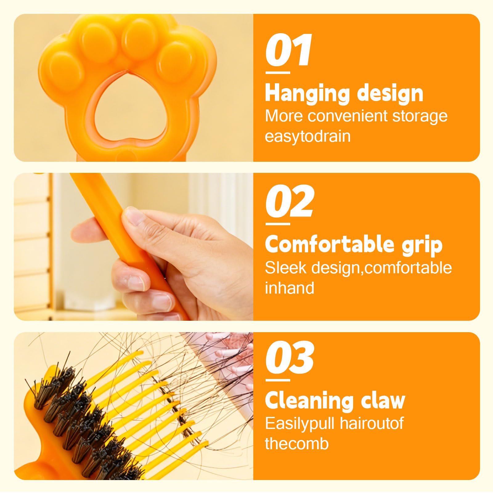 2 en 1 Herramienta de Limpieza de cepillos para el Cabello, Mini rascador Limpiador con púas y cerdas, Elimina Cabello y Polvo de peines para hogar y salón (Amarillo)