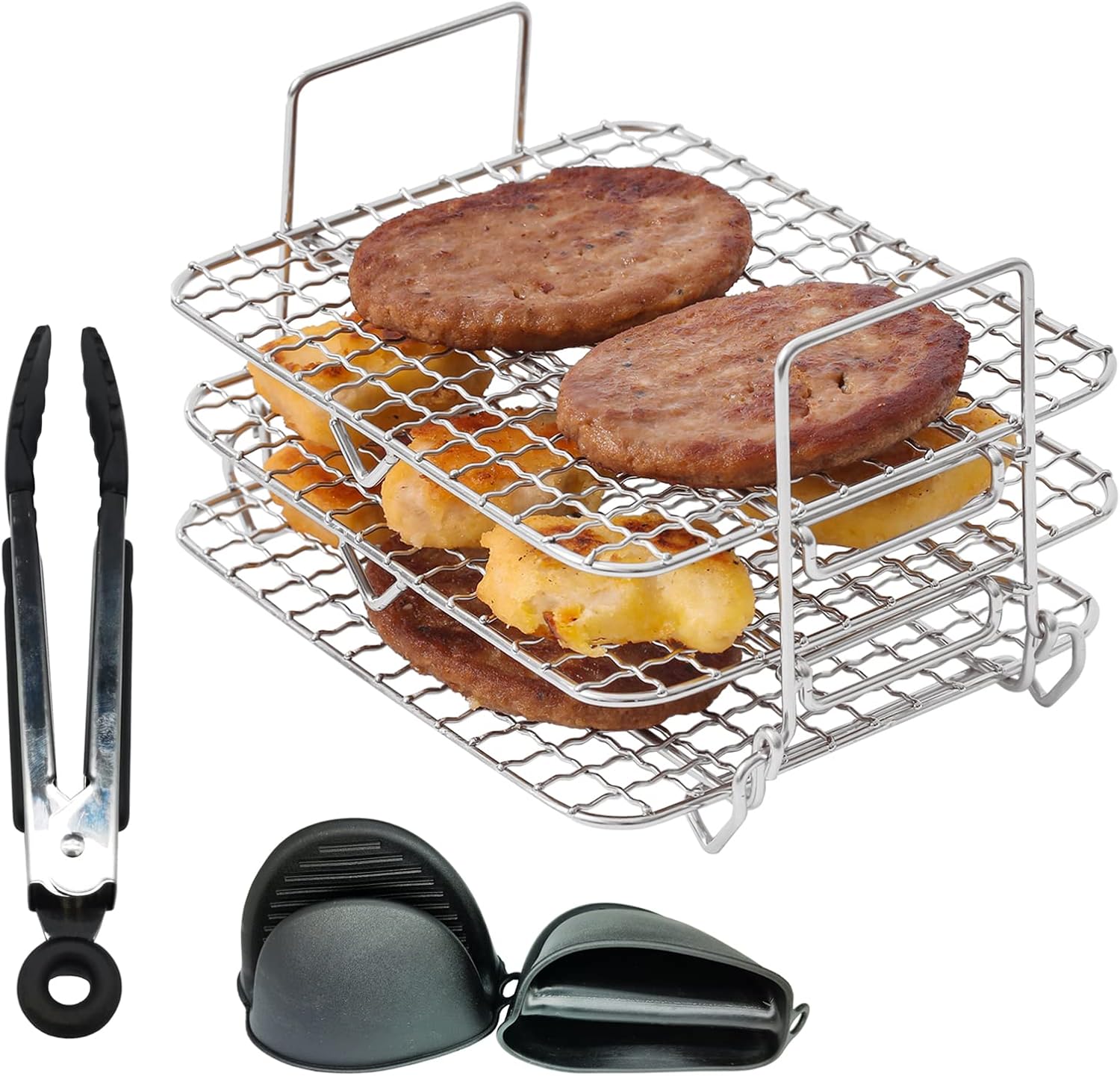 HAHAKU Air Fryer Rack for Ninja Foodi DZ401 Dual Basket Air Fryer Accessories, 304