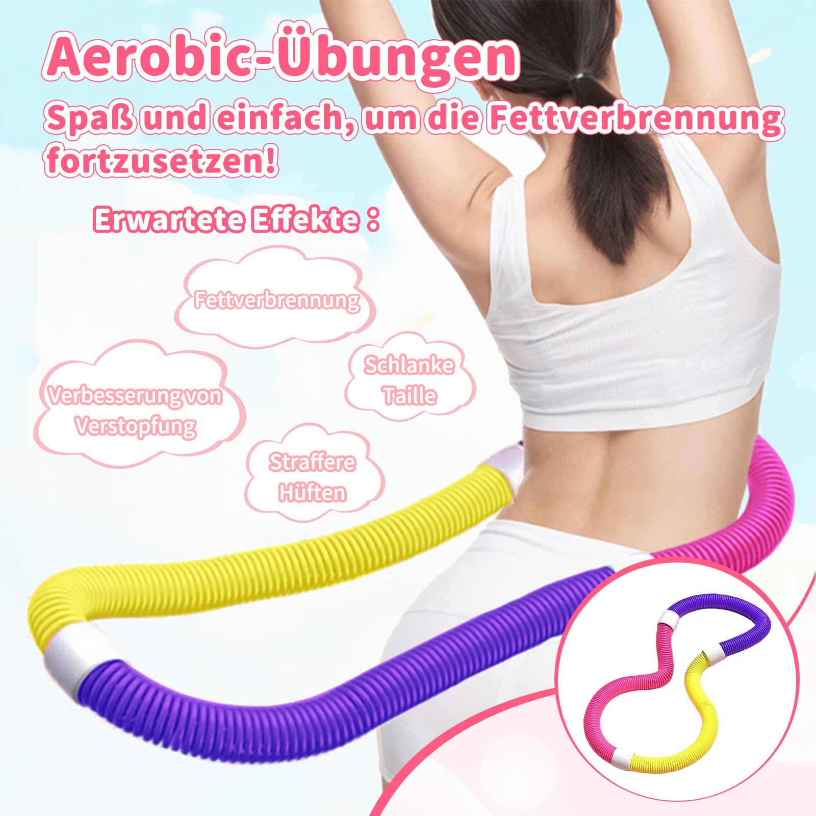 Harilla Sports Hula Hoop für Erwachsene, Fitness-Reifen mit Gewicht zur Gewichtsreduktion und Massageeffekt, weicher Fitness-Reifen, faltbarer PVC-Hula Hoop für Bauchmuskeltraining, Fettverbrennung