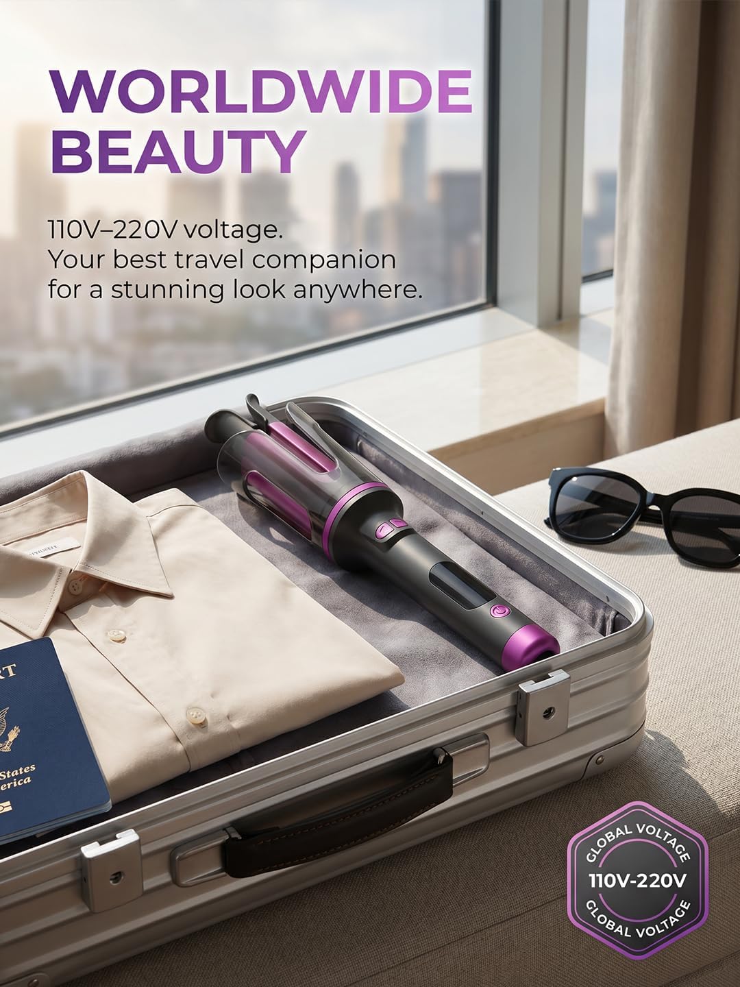 Automatic Curling Iron, 1 Inch Rotating Ceramic Hair Curler with 4 Temp Settings & Fast Heating, Anti-Scald & Anti-Tangle Auto Hair Wand for Long & Medium Hair, Professional Styling Tool
