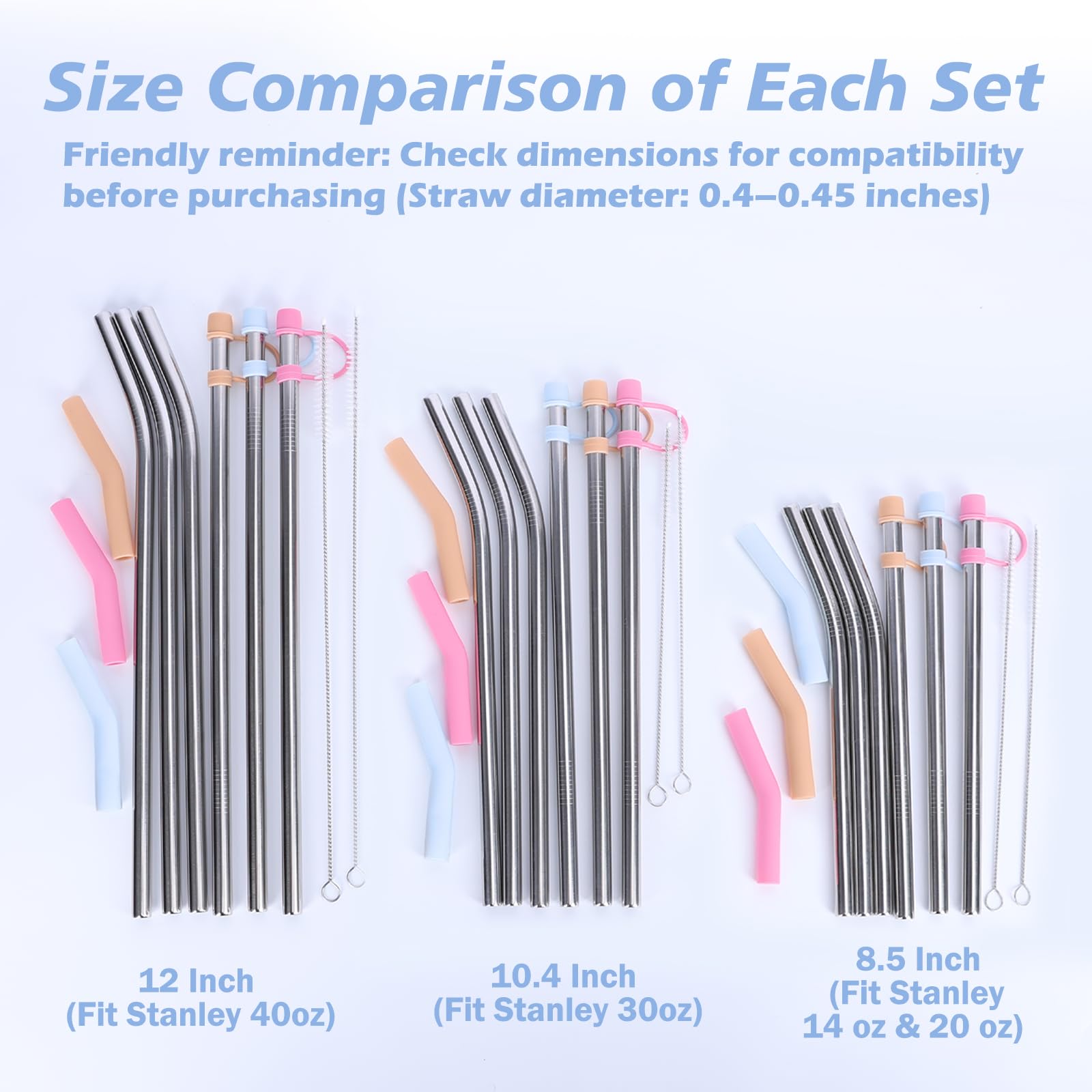 Jetstop Stainless Steel Straws - Stanley 40oz Compatible -8 Jetstop Stainless Steel Straws - Stanley 40oz Compatible -8