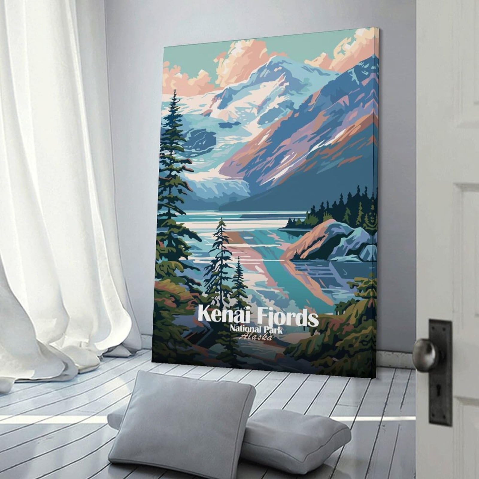 Junmoney Kenai Fjords National Park Hanging Wall Art, 24x36inch(60x90cm), for Living Room, Bedroom, Office Or Hallway, Decorative Artwork with Broad Appeal
