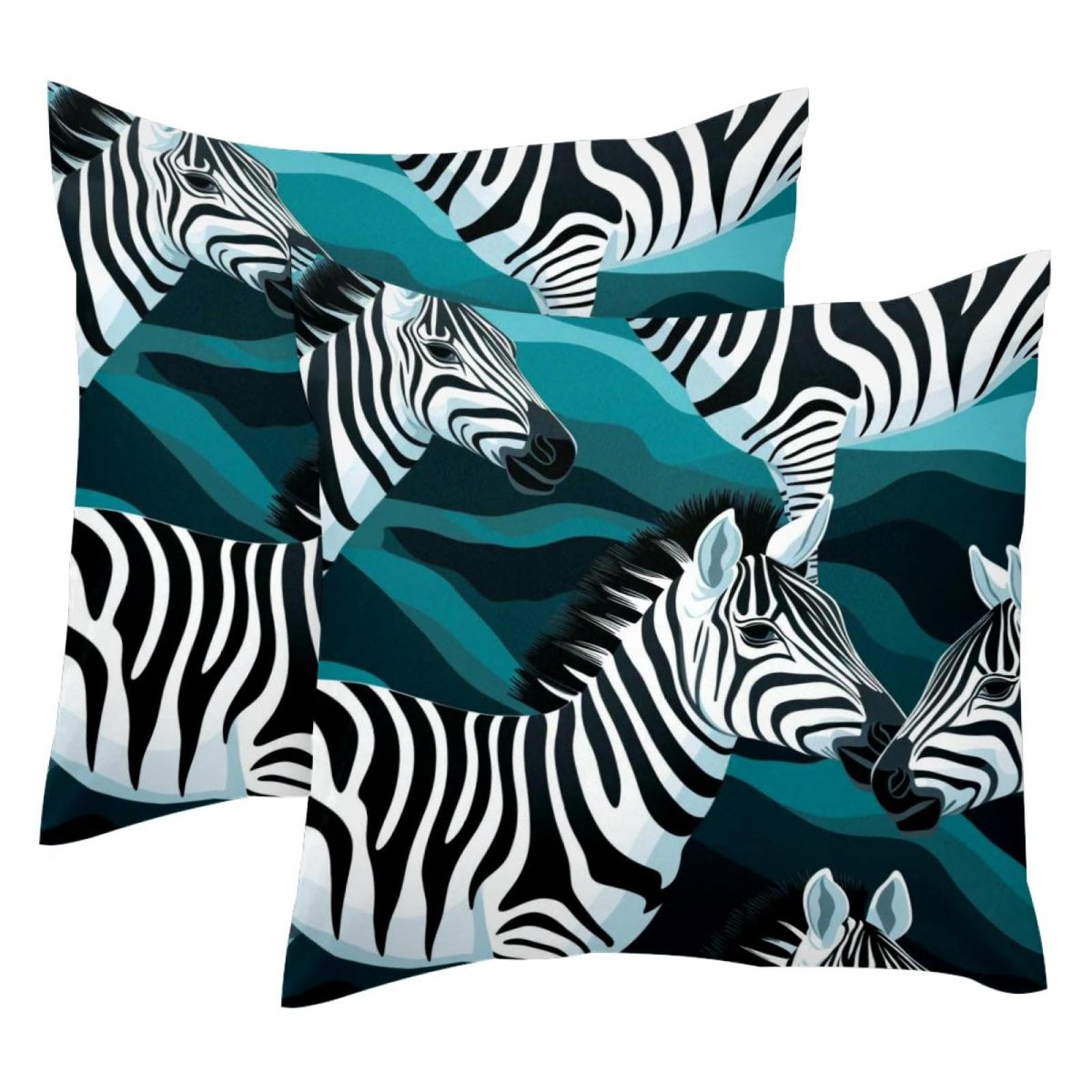 Housse de coussin zèbre 50x50 velours doux double face, fermeture éclair invisible