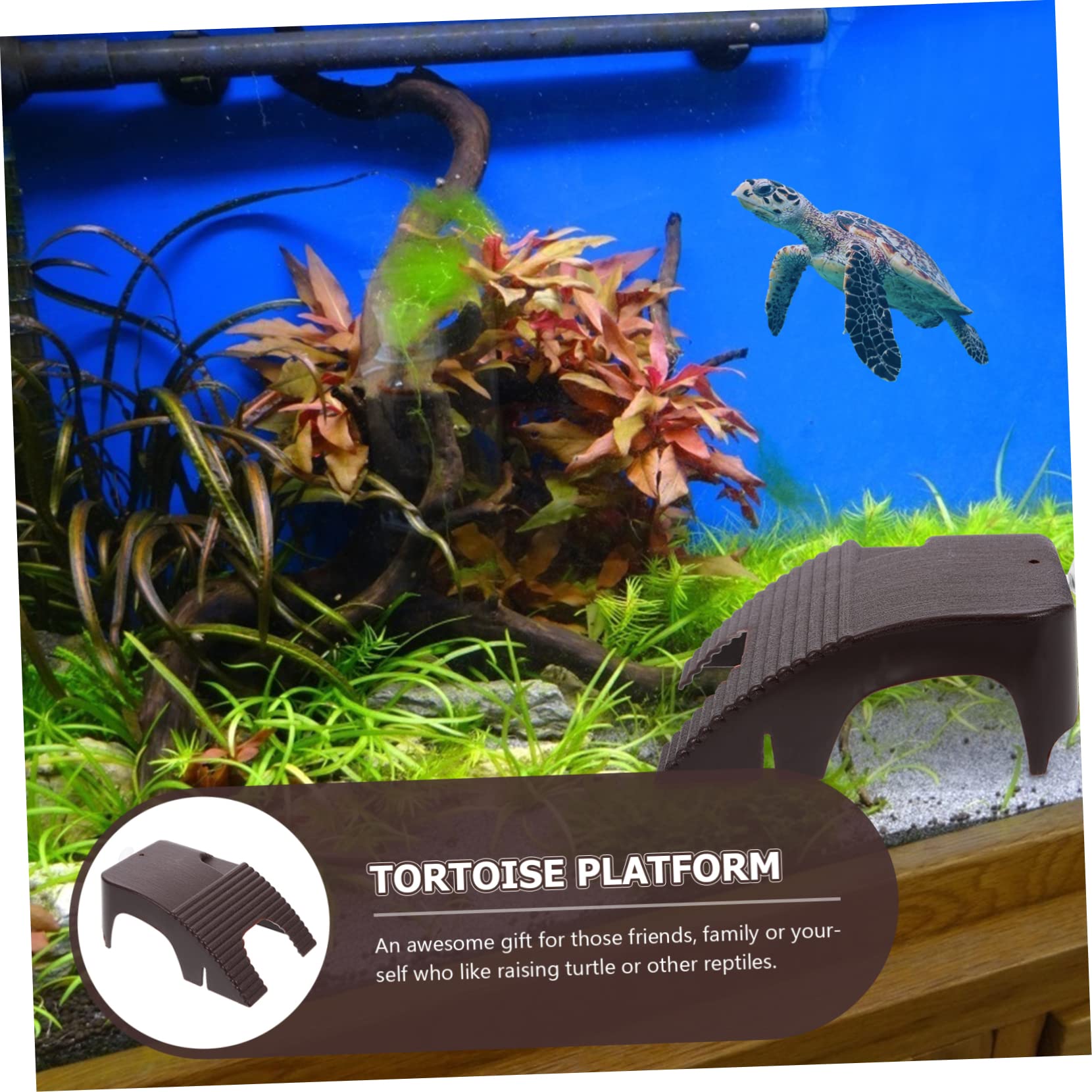 CORHAD 2pcs Large Turtle Basking Platform Reptile Climbing Platform Plastic Tortoise Resting Stone Turtle Aquarium Accessory Pet Supplies