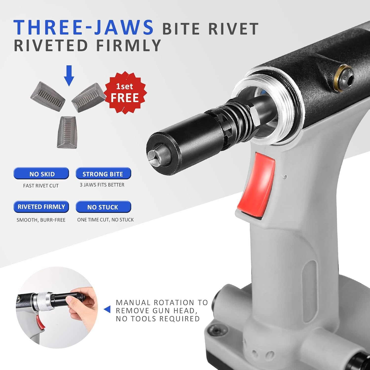 KIARUO Pneumatic Rivet Gun 316 532 18 332KRS50 with 1 Set of Extra