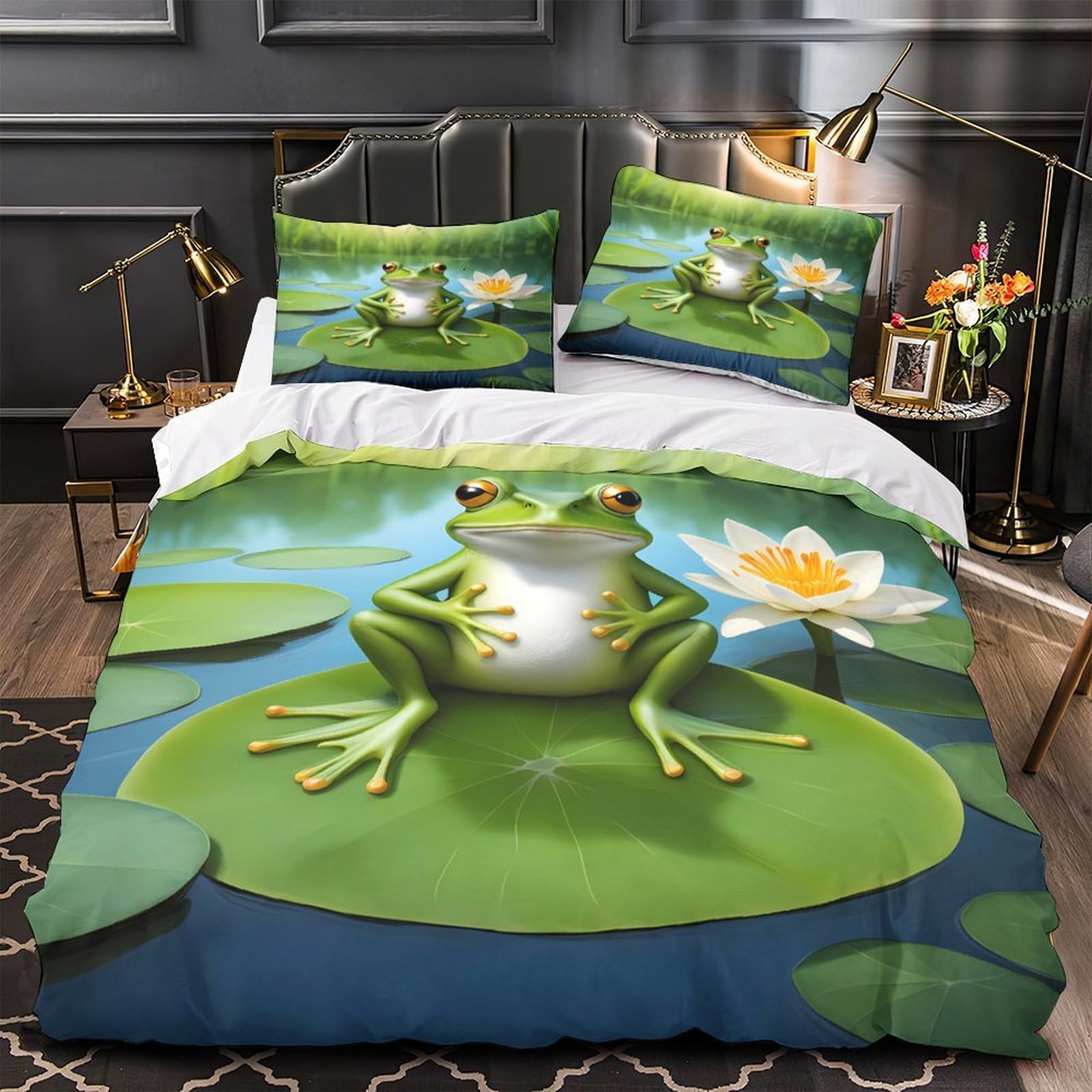 Housse de couette éléphant 220x240 cm microfibre pour lit king