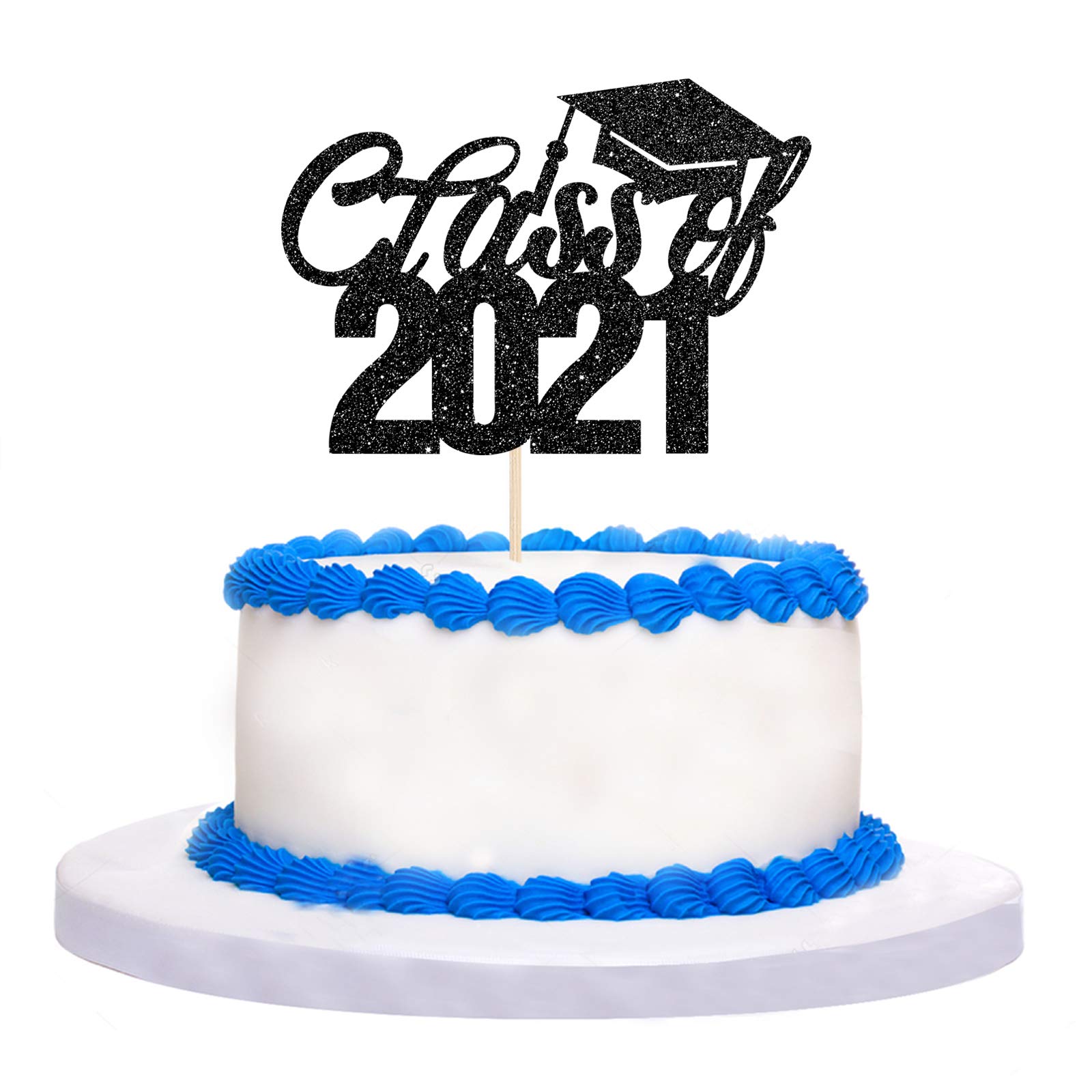Black Glitter Class of 2021 Cake Topper 2021 Graduation Party
