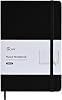 SUIN A5 Notebook Hardcover Lined Journal, 100gsm Thick Paper for Work & Business, Lay-Flat Leatherette Writing Pad with Pocket & Bookmark, 192 Pages Professional Notebook - Black, 1-Pack