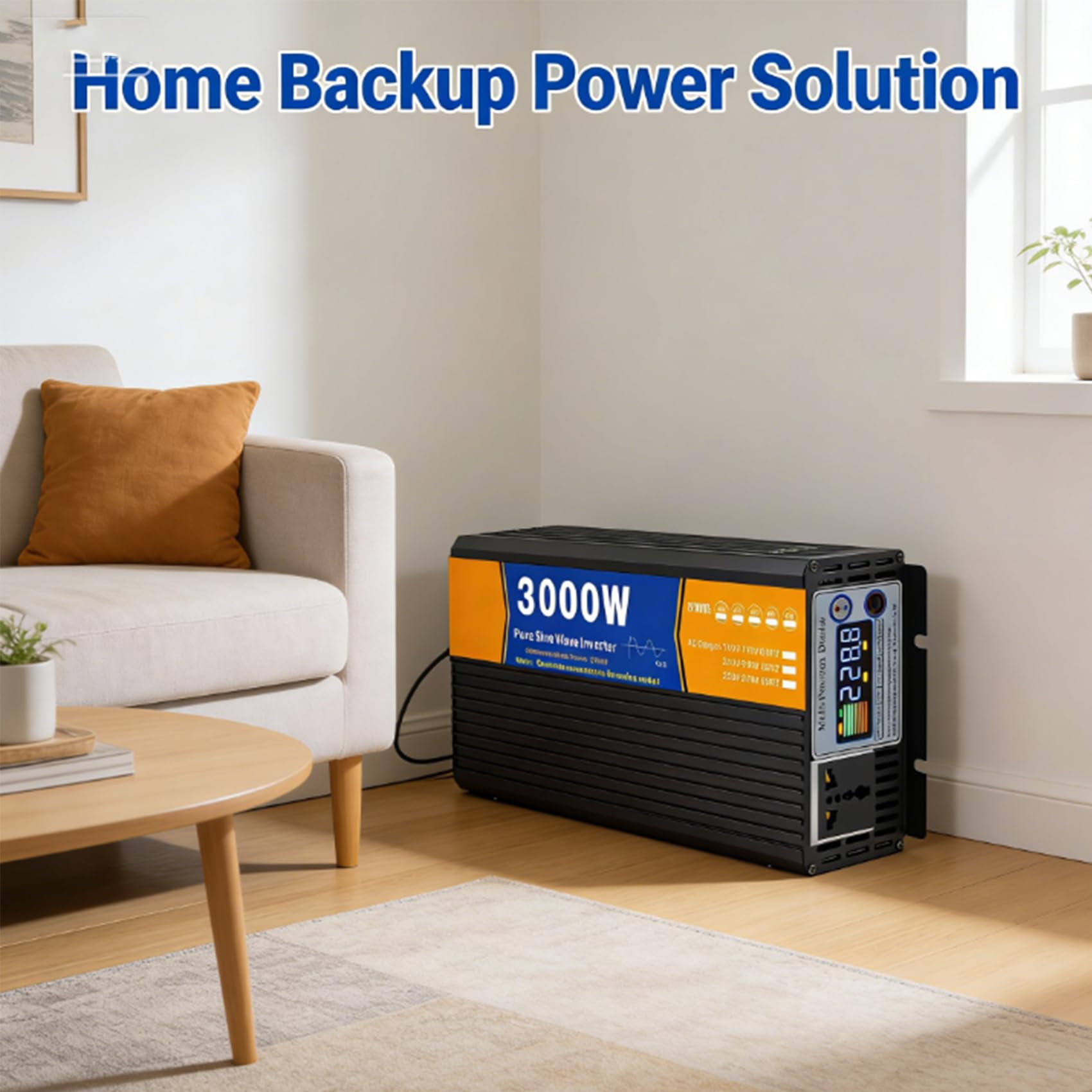 48v to 230v,Przetwornica czystej fali sinusoidalnej 72V na 110V, 3000W 12V/24V/48V/60V/72V DC na 110V/230V AC, z wyświetlaczem LCD, do zastosowań w solarnych systemach off-grid