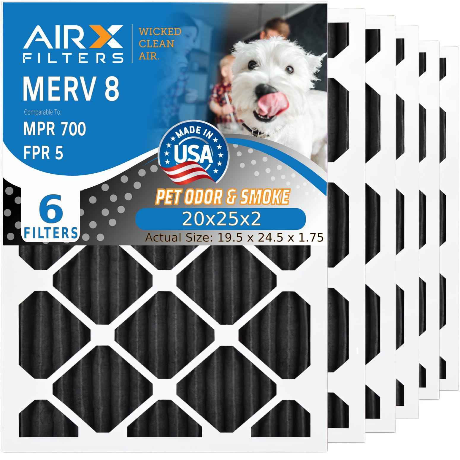 AIRx Filters WICKED CLEAN AIR 20x25x2 Carbon Air Filter Odor