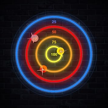 LED Light Up Dartboard with Safe Suction Cup Darts, LED Dartboard with Backlight for Kids, Teens & Adults, USB Powered Game Room Wall Decor for Family Fun