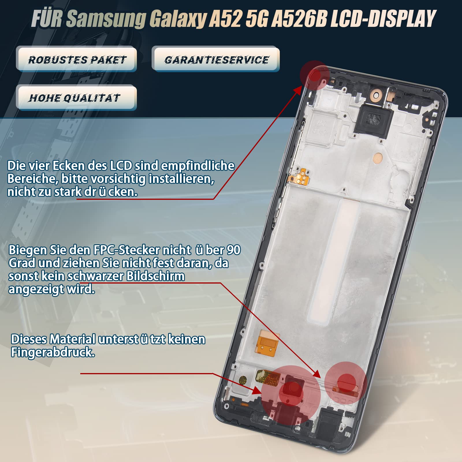 RongZy Kompatibel mit Samsung Galaxy A52 5G A526B A526W A526U Ersatz Bildschirm LCD Display und Touchscreen-Digitizer mit Werkzeugen (Schwarz mit Rahmen)