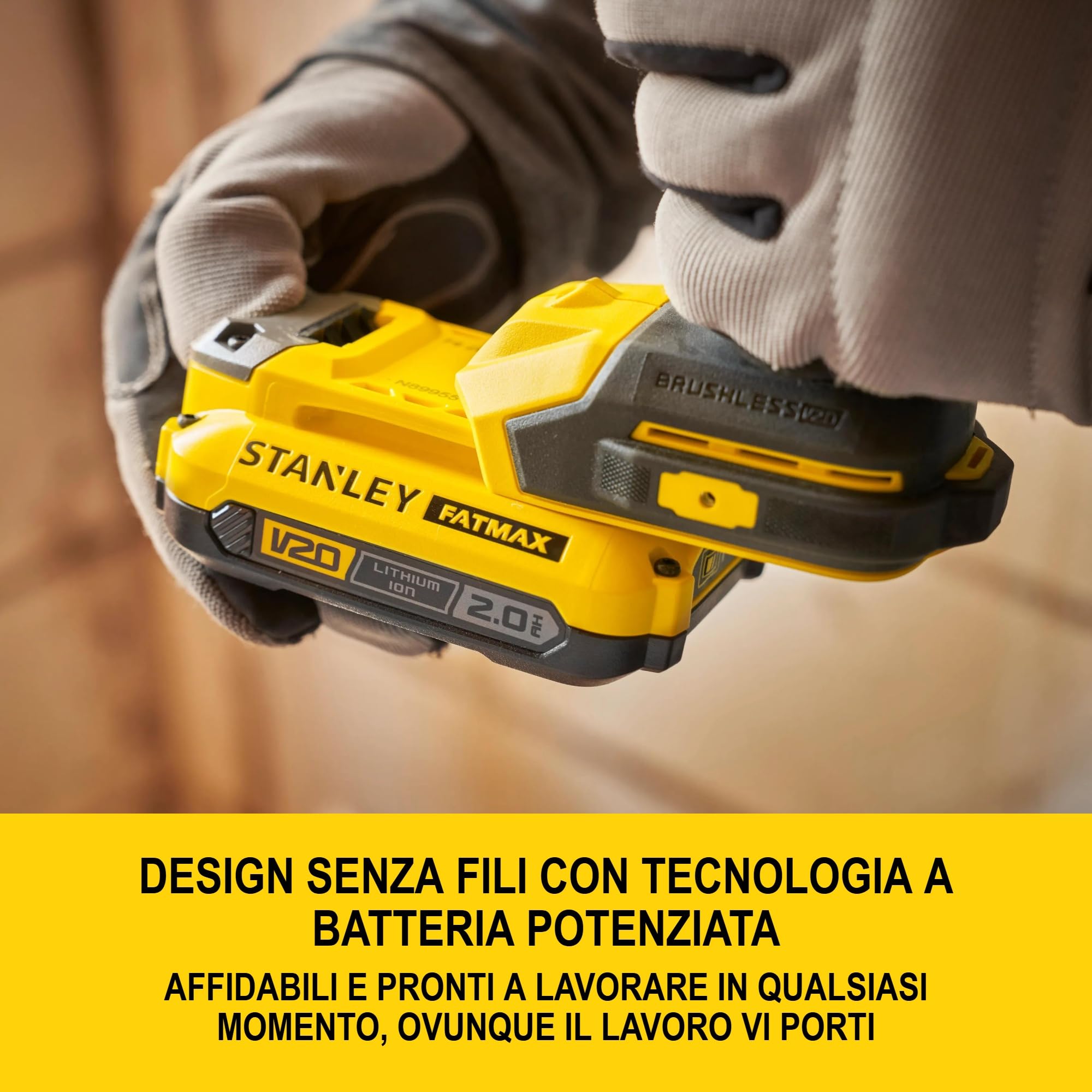 STANLEY V20 Trapano avvitatore a percussione a 2 ingranaggi senza fili, include 2 batterie agli ioni di litio da 2,0 A, caricatore da 1,25 A e valigetta ProStack, 18 V, SFMCD716D2T-QW