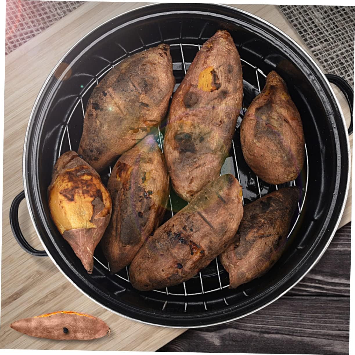 Versatile Cast Roasting Pot with Lid for Roasted Chestnuts Sweet Potatoes and Bbq Lightweight Uniform Heat Conduction for Camping and Home Cooking