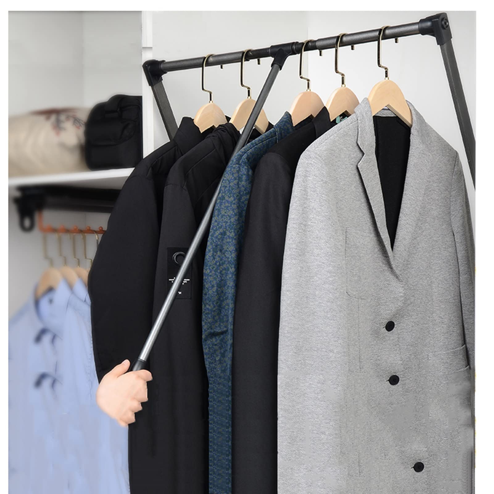 HTTGDGDH Retractable Hanger Rod 41-121Cm, Adjustable Closet Rail For Cabinet Storage, Soft Return Multi-Purpose Hanging Solution, Ideal For Wardrobe Organization,41-51cm/16-20in