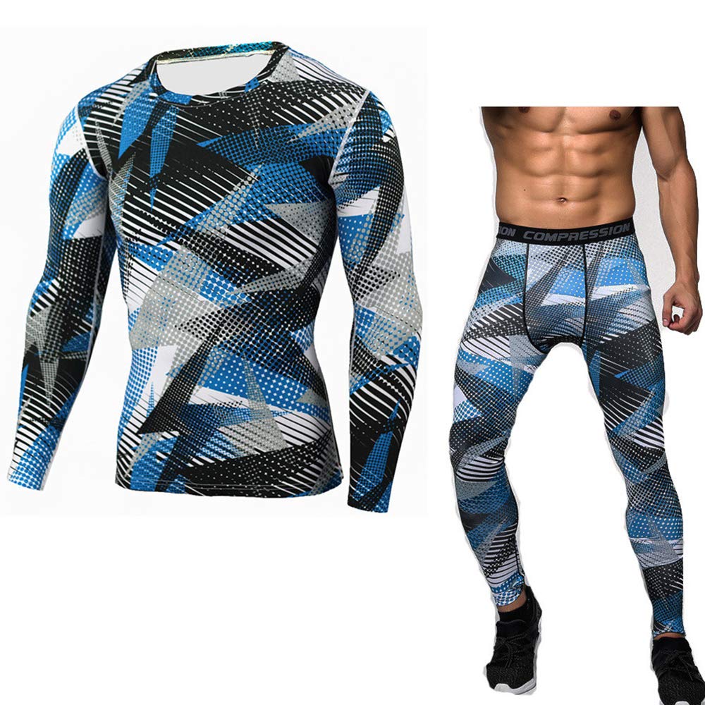 Kompressionsshirt Laufshirt Sportshirt, Kompressionshose für Herren - Fitnessbekleidung - elastischer Anzug - Enge Unterwäsche - Sportjersey - schnell trocknender Stoff.