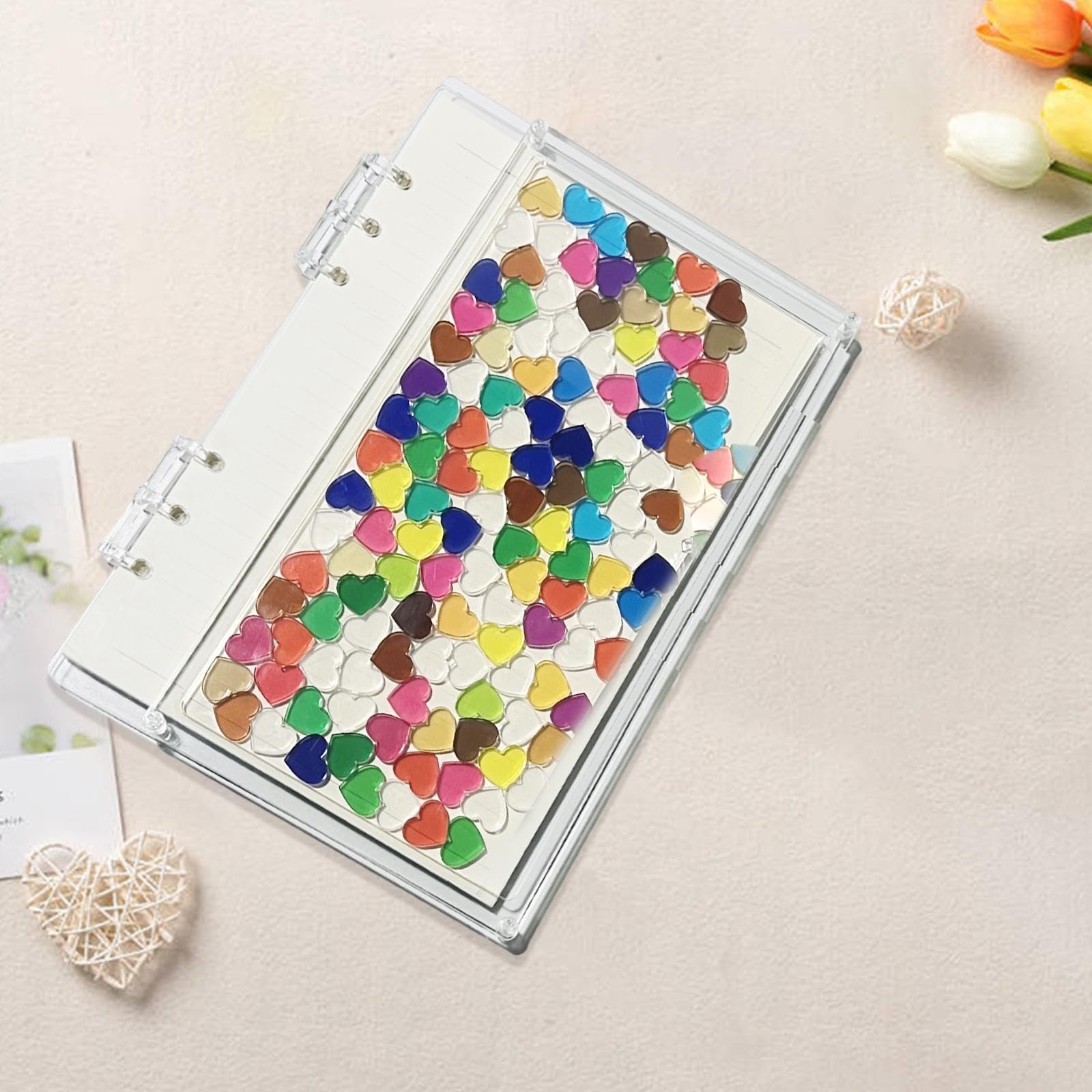 Amazon | CarpNettore 透明カバー付きアクリルノートセット, A5 ハート
