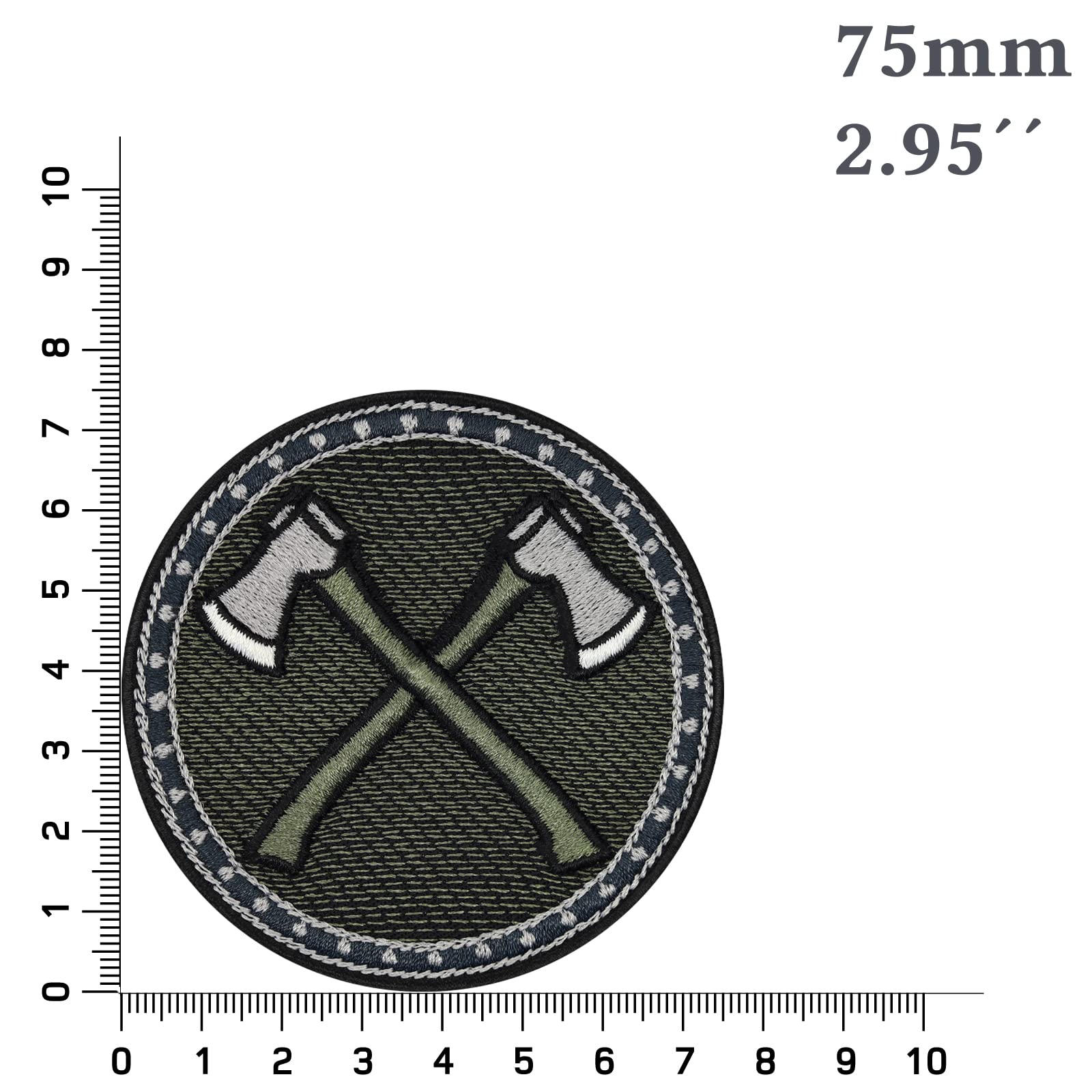 Écusson Thermocollant Hache Viking Croisée - Patch Viking avec l'emblème de haches croisées des Nordmänner à Coudre/à Repasser | Viking Bouclier pour Tous les Tissus | 80x65mm
