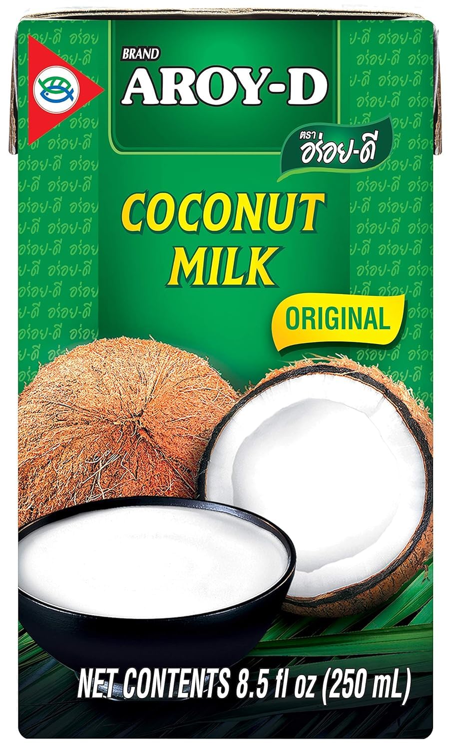 Aroy-D 100 Coconut Milk 8.5 Oz, 250ml, 1 Count, (Pack of 6)
