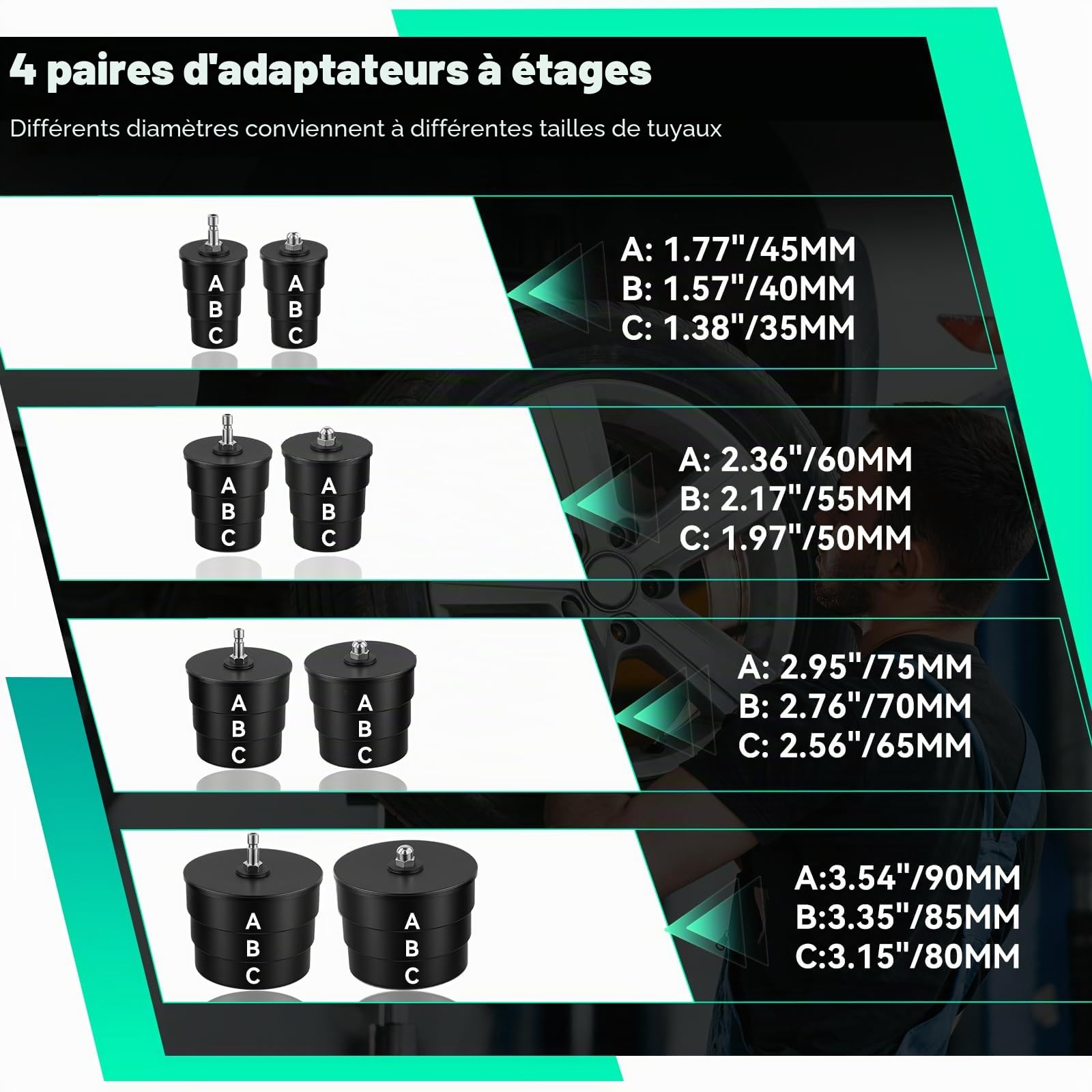 9 Pièces Testeur Fuite du Système Turbo, Kit de Test d'étanchéité de Pression de Suralimentation, Testeur d'étanchéité de Pression de Suralimentation pour Système de Refroidissement avec Manomètre