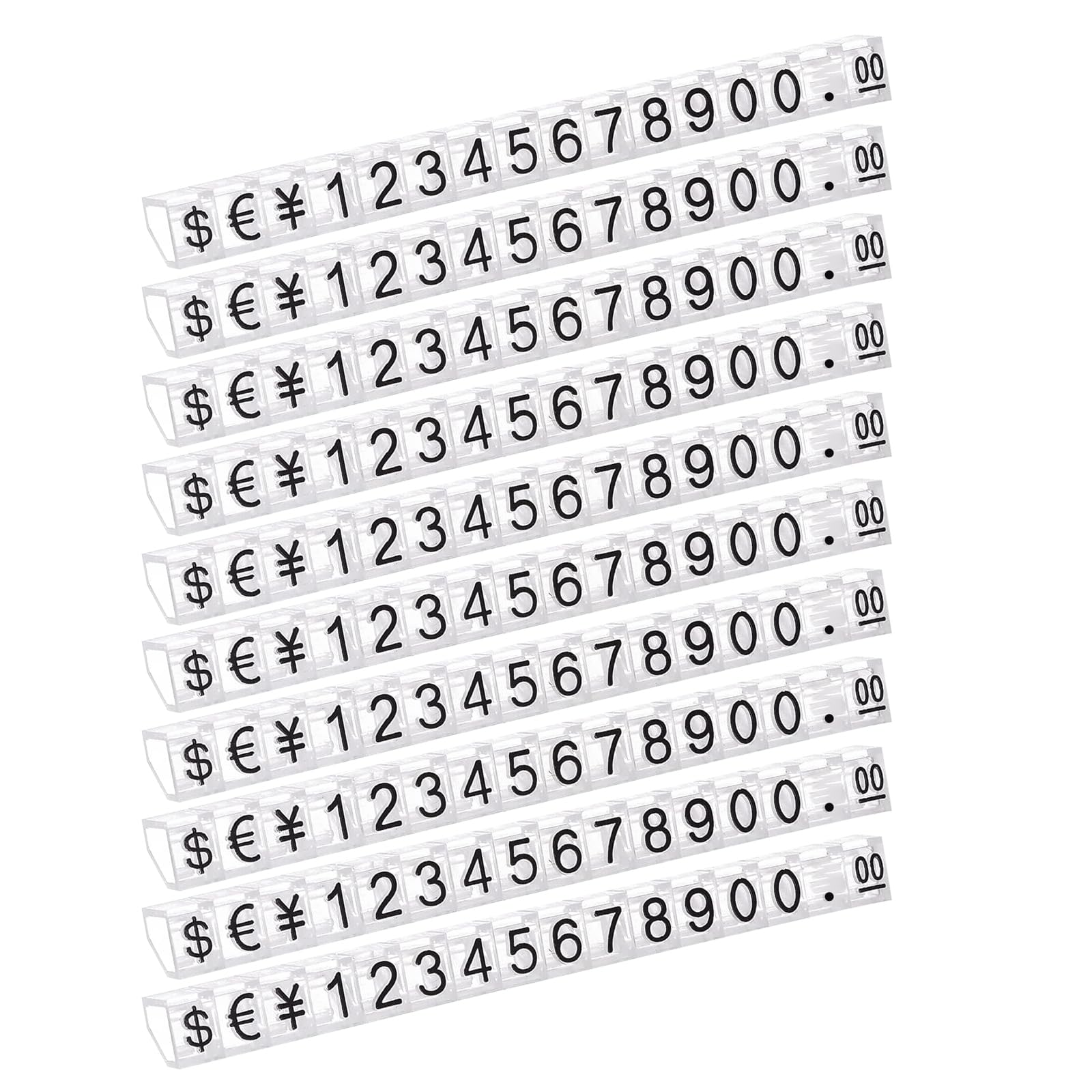 SWYSGS 10개 가격표 숫자 문자 가격 큐브 디스플레이 조정 가능한 숫자 문자 가격 라벨 홀더 블록 키트 매장 카운터 보석  시계용(흰색 바탕에 검은색)