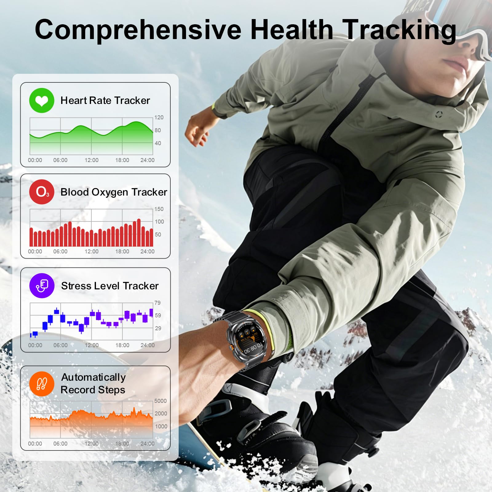 Orologio Smart con Auricolari Integrati, Risponde alle Chiamate e Riproduce Musica, Orologio Fitness con Monitoraggio dell'Attività Fisica, Più di 100 Modalità Sportive tra cui Scegliere, Doppio