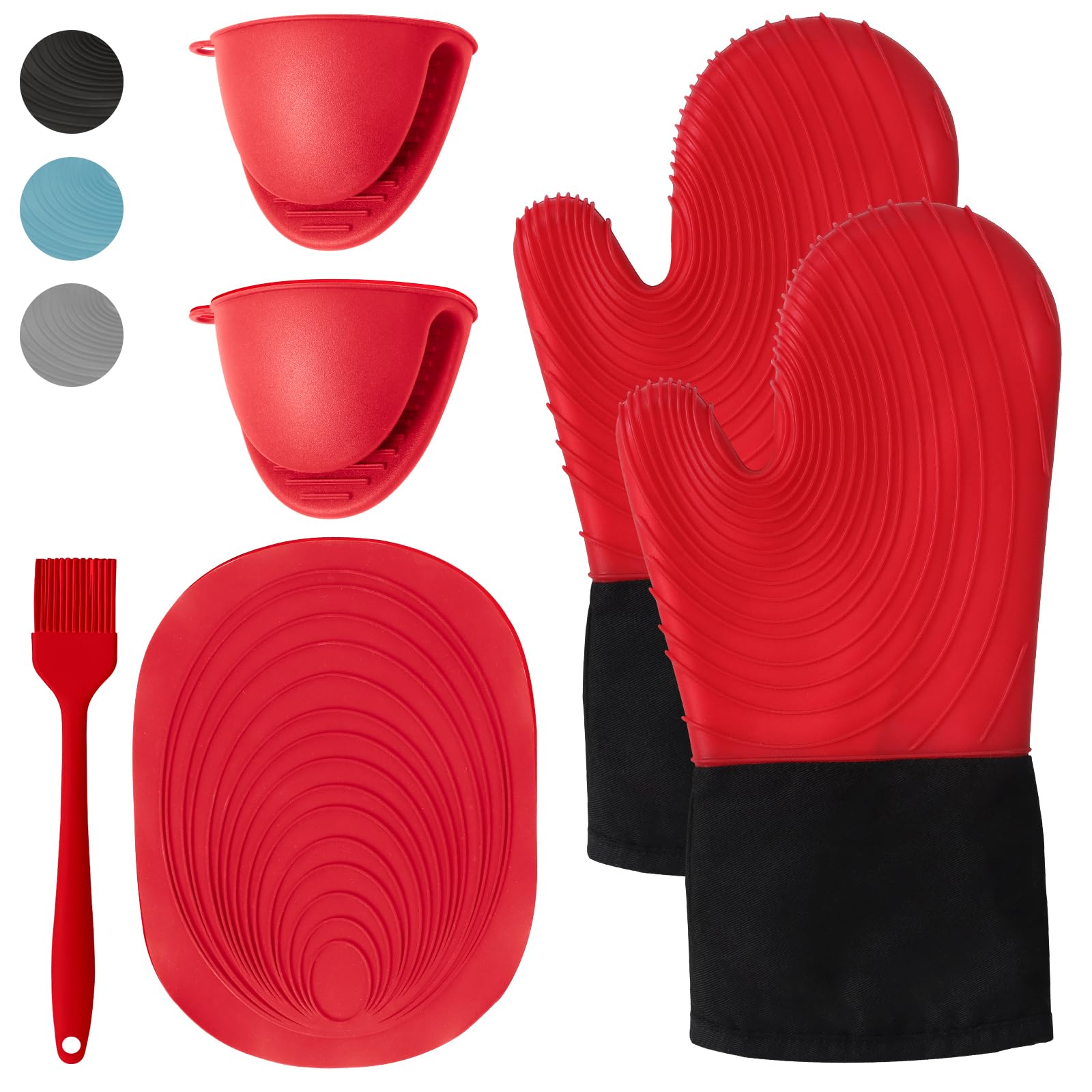 Gant Four Silicone Gants De Cuisine Silicone WUFANC Résistants à 250°C - Maniques Four Anti-Chaleur, Antidérapantes Ustensiles De Cuisine Silicone