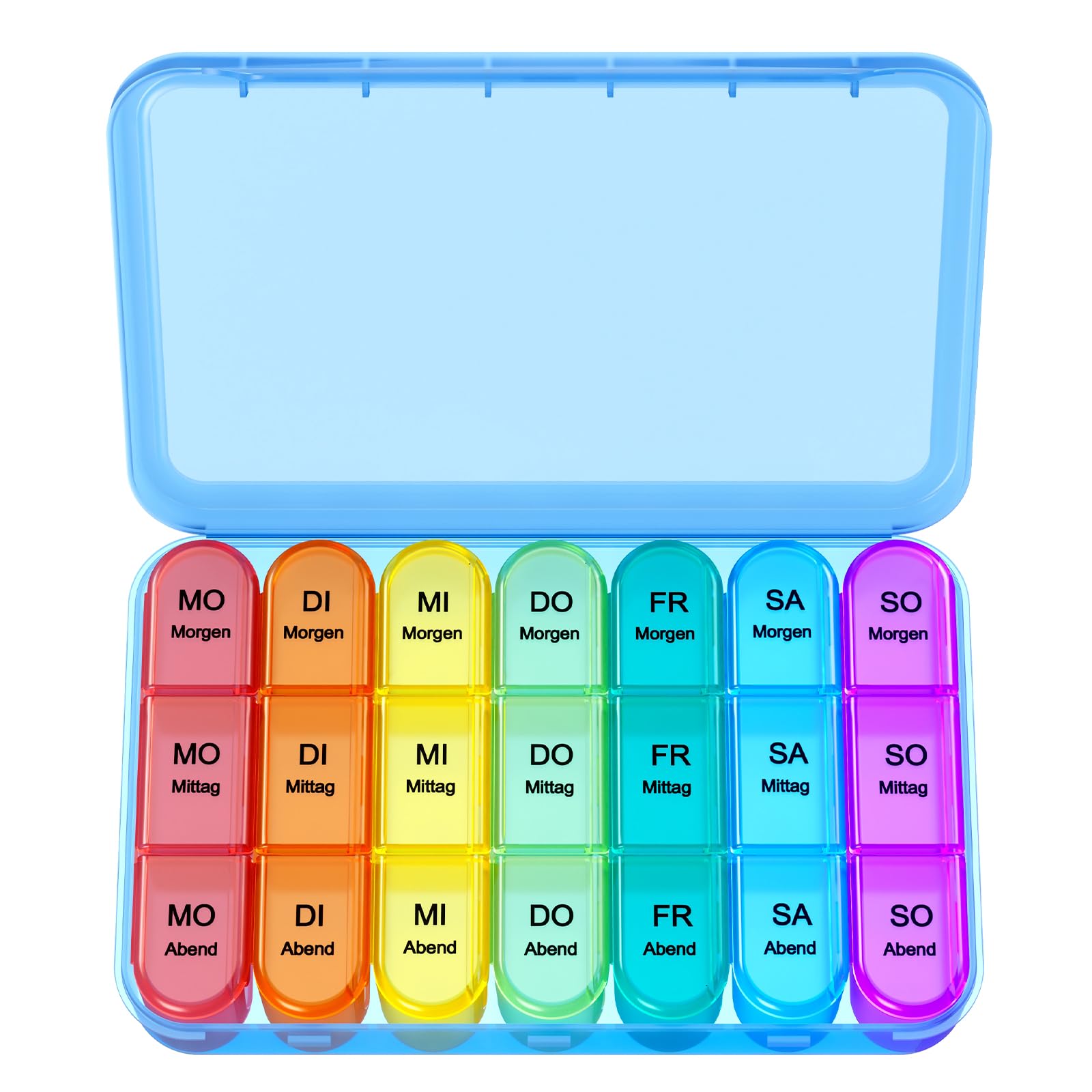 Doruimi Tablettenbox 7 Tage Morgens Mittags Abends, Medikamentenbox 7 Tage 3 fächer, Klein Pillendose Große Fächer