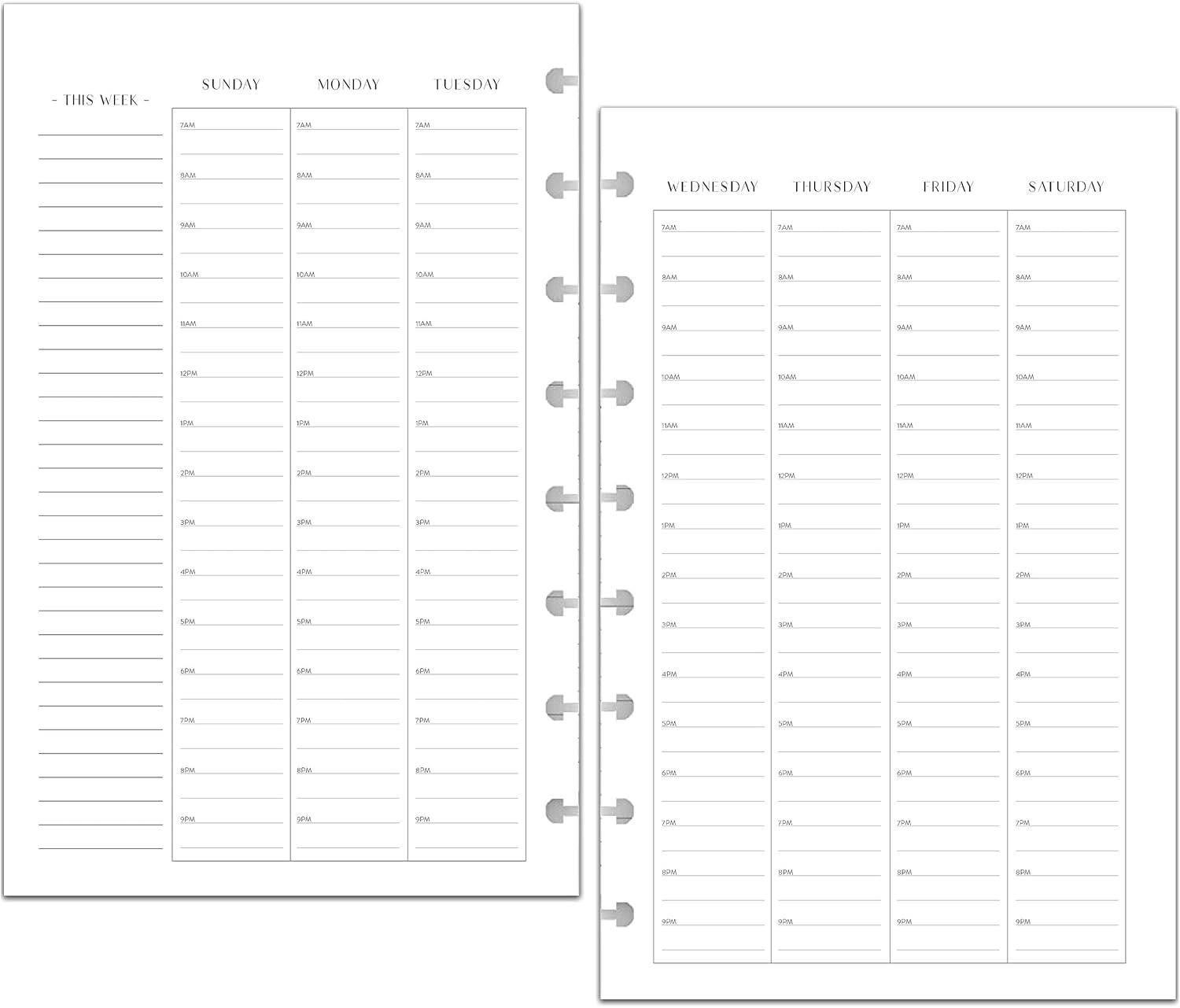 BetterNote Hourly Undated Calendar Refill for Disc Notebook, Weekly Appointment Book, Fits Discbound Levenger Circa, Arc, TUL, Happy Planner, Talia (Modern- 6 months, 8-Disc, 5.5"x8.5")
