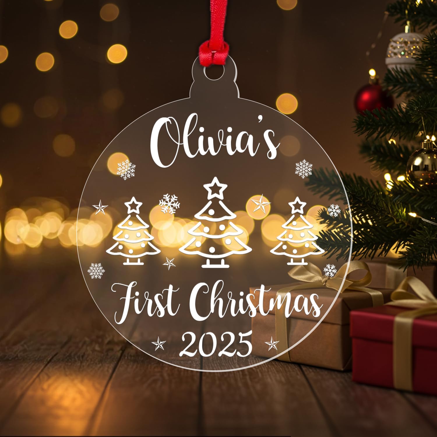 Personalised Babys First Christmas Bauble Xmas Tree Decoration Keepsake Gift