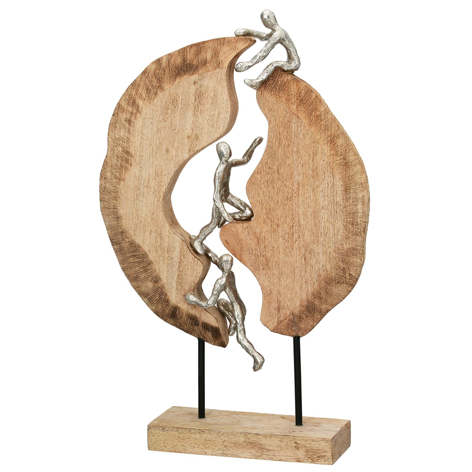 Casablanca Skulptur Hoch Hinaus, Deko Figur Naturfarben, Metall u. Mangoholz Statue Wohnzimmer, Büro Dekoration H. 36 cm x B. 35 cm - Geschenk Moderne Skulpturen, Klettern, Bergsteigen, Kletterer