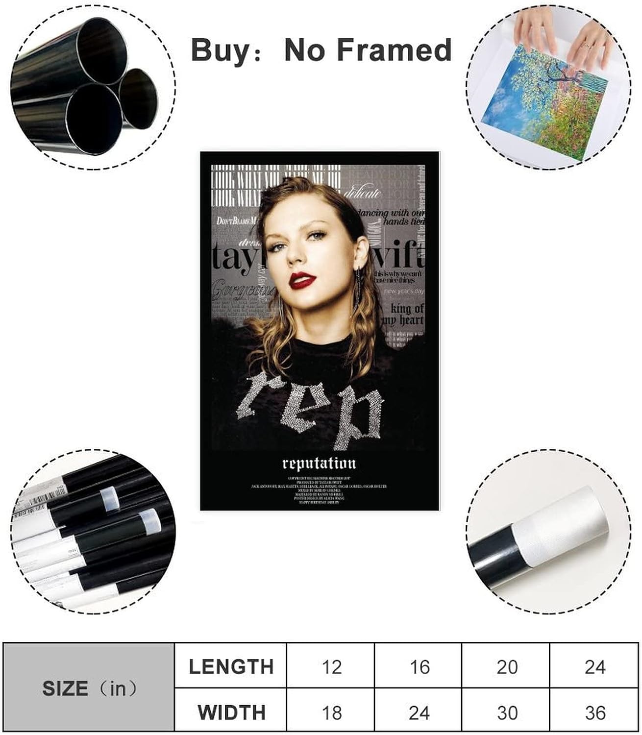 Music Poster Reputation By Swift Poster Canvas Paper 5" x 7" sold by Eva Chen | SKU 82377578 | Printerval