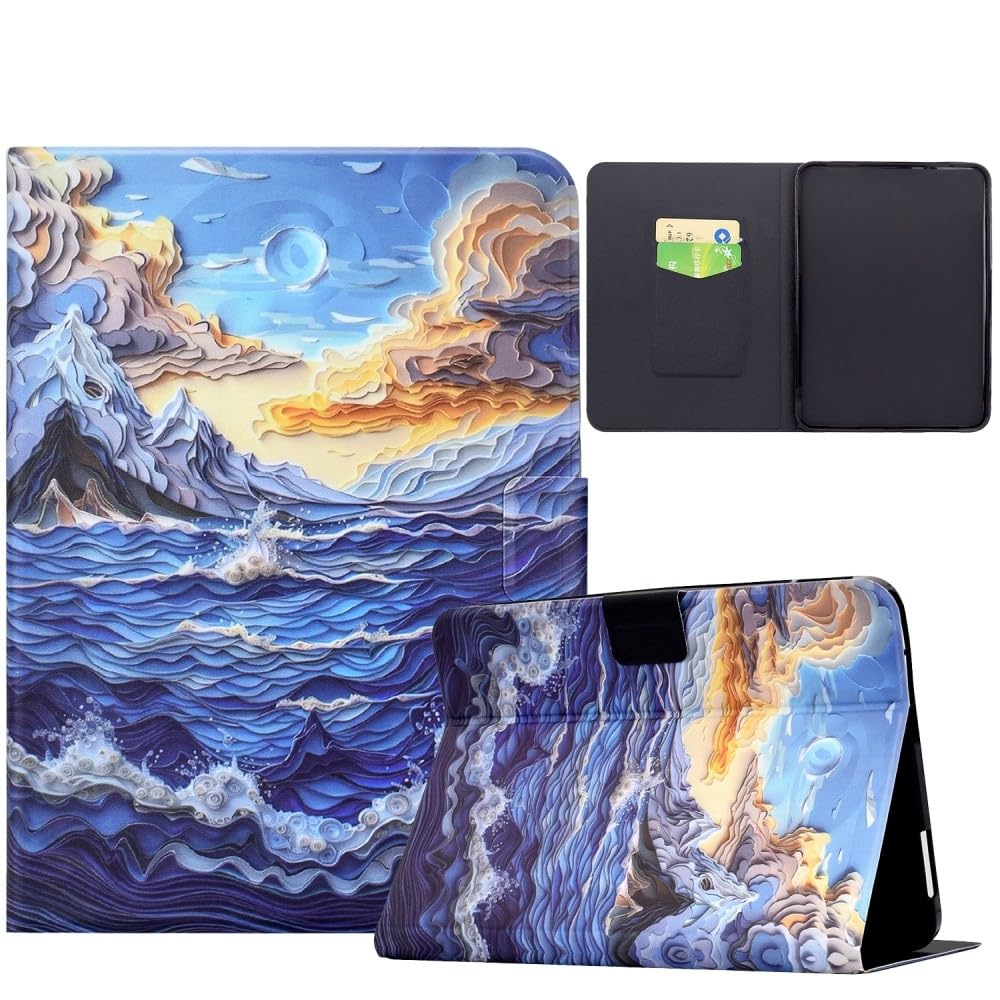 Generic Funda compatible con el nuevo Kindle Basic de 11ª generación 2022 (color: ola de mar de montaña) Patrón de piel con tapa trasera inteligente