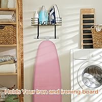 Vista 2 de TJ.MOREE Soporte de pared para tabla de planchar - Soporte metálico de pared para cuarto de lavandería y planchado, incluye gran cesta con base