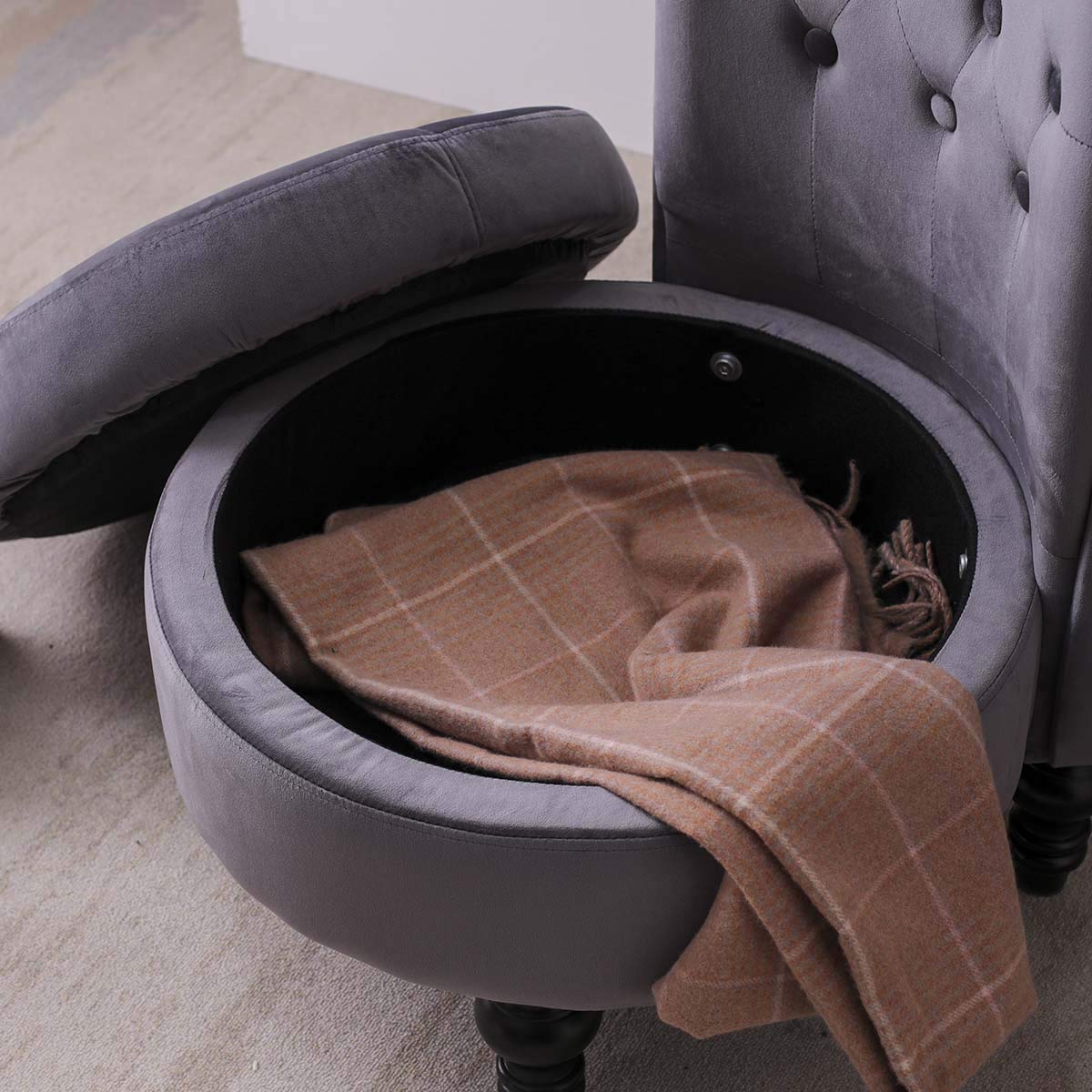 YC High Back Velvet Accent Chair, Retro Elegant Throne Chair with