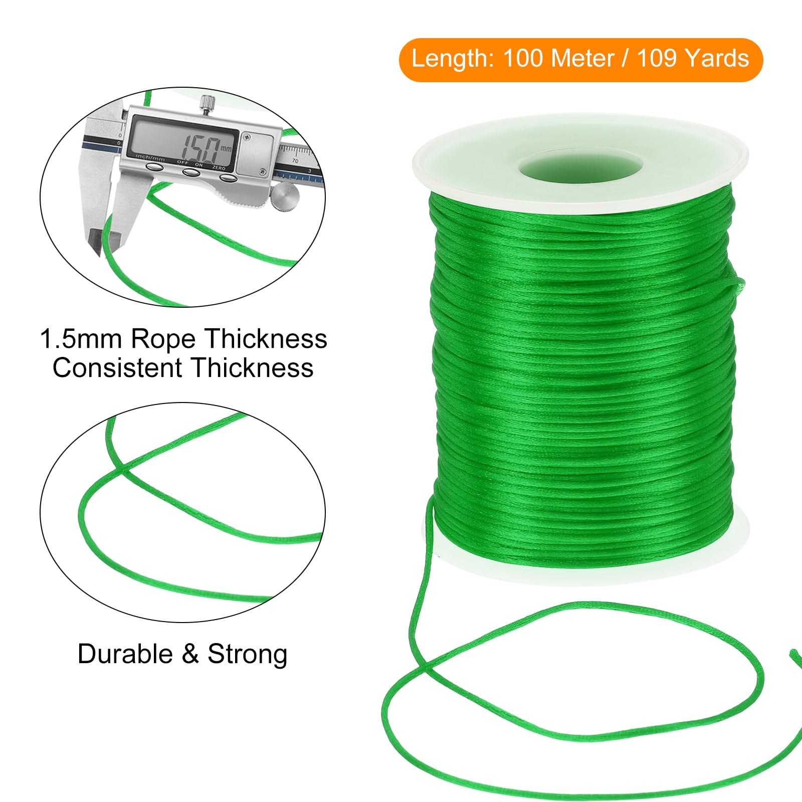 uxcell 109 Yards 1.5mm Satin String Cord - Image 2