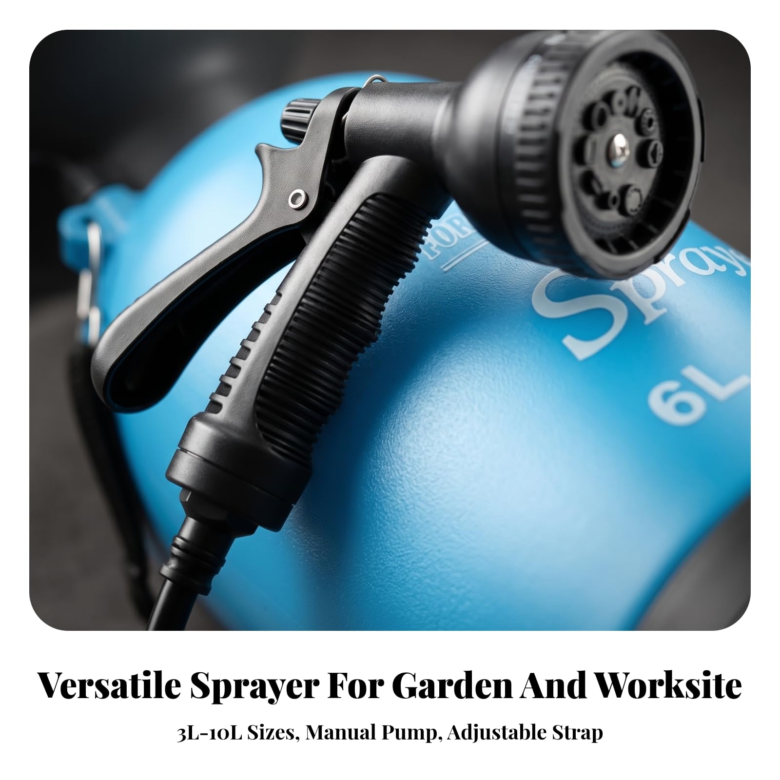 Vielseitig Sprühgät mit Tragegurt, 6 Liter, 3-Meter-Schlauch, 10 Sprühmuster, Color to 1