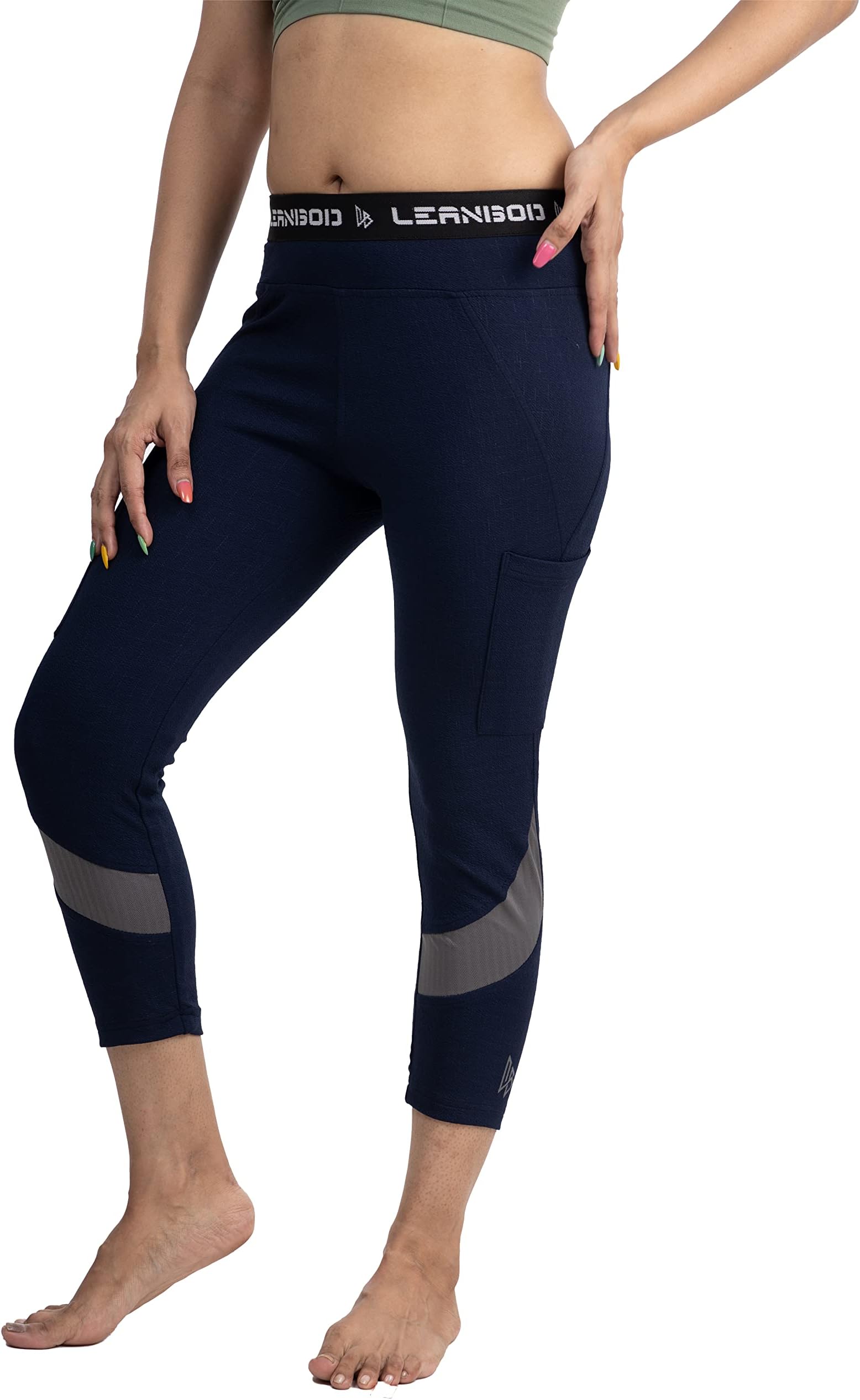 LEANBOD Title Gym wear/Active wear/Casual Wear Three Forth ¾ Tights for Women and Girls | Stretchable Leggings | Yoga Pants and Jeggings | Skinny Fit