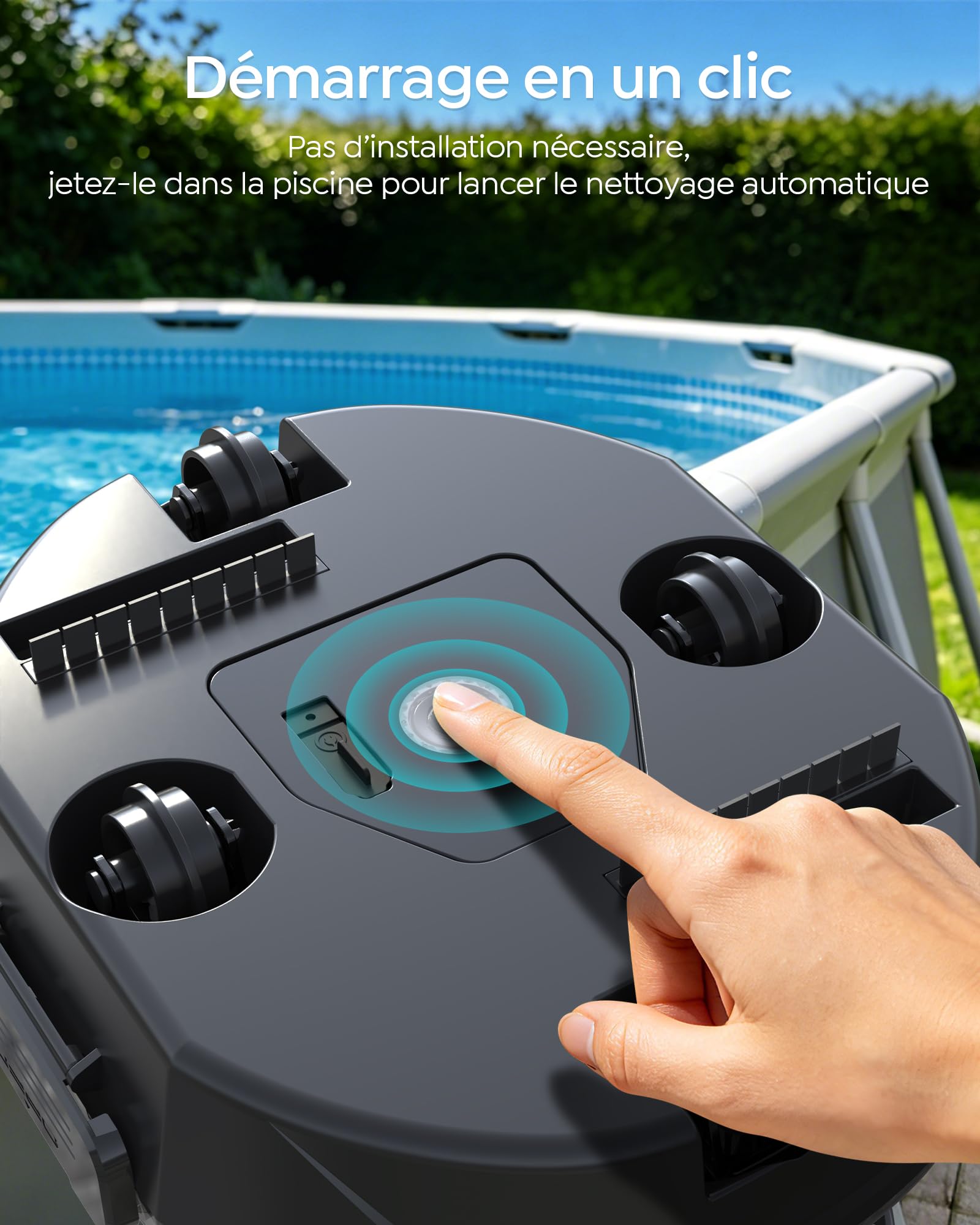 S2 Robot Piscine,Double Filtration,Aspirateur Piscine sans Fil | 90 Min d'Autonomie, Nettoyeur de Piscine Compact,Stationnement Automatique,pour Piscines Hors Sol Jusqu'à 80 m²,Noir Charbon