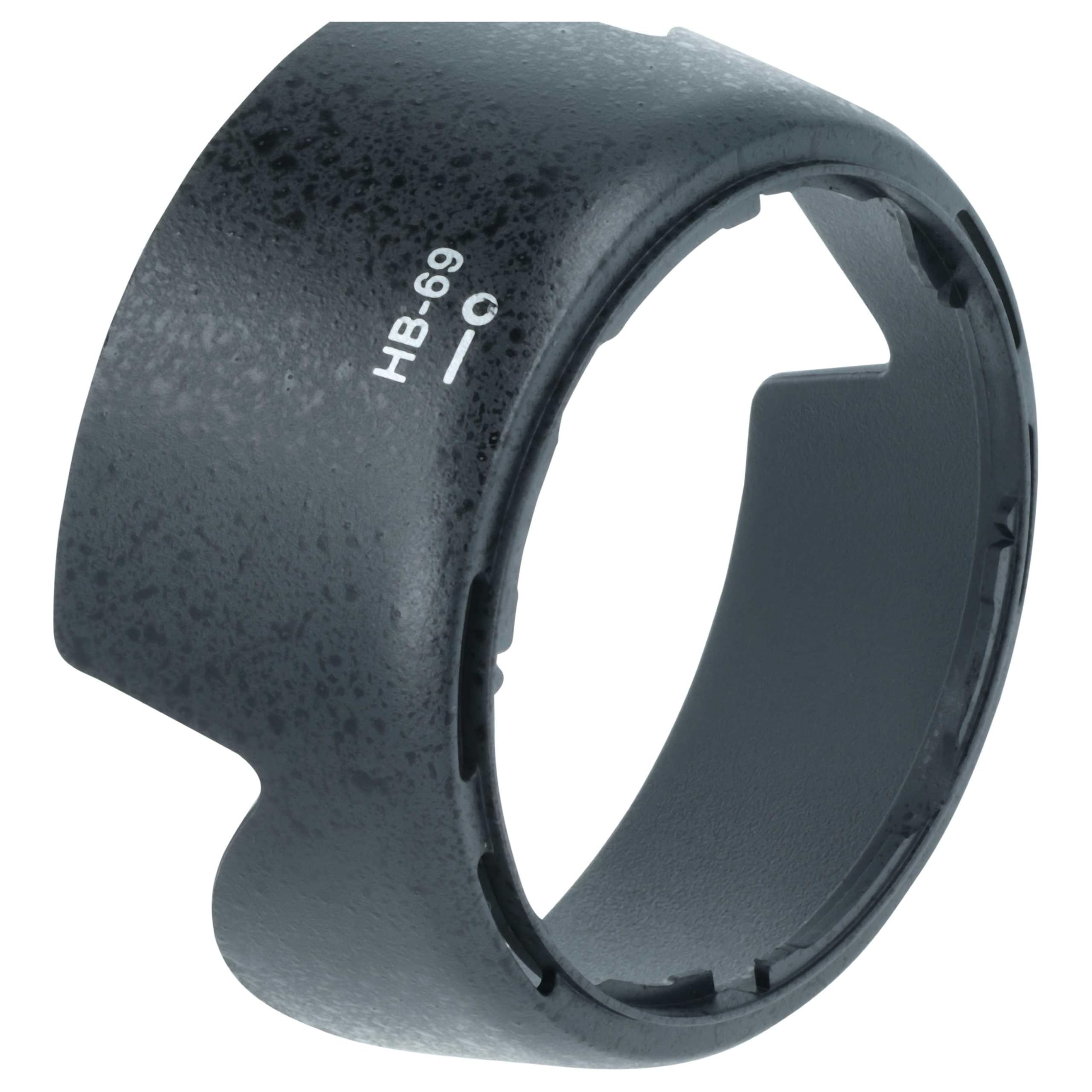 vhbw Paraluce compatibile con Nikon Nikkor AF-S DX 18-55mm f/3.5-5.6G VR II 52 mm obiettivo nero, plastica, tulipano, 7,8 cm - Sostituisce HB-69