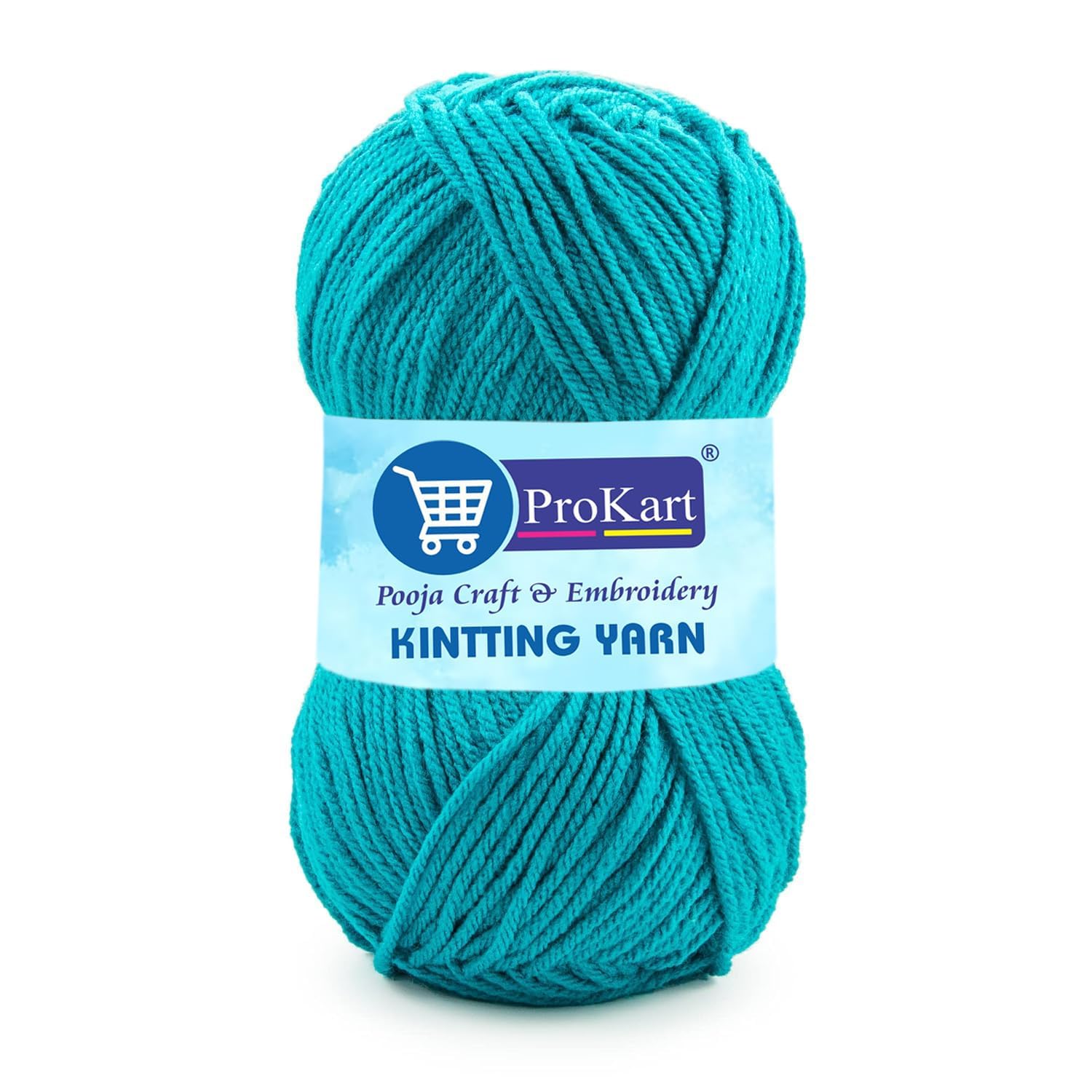 ProKart Premium Woolen 4 Ply Hand Knitting Wool Yarn | Fine Weight Soft Yarn for Sweater, Scarf, Hat, Baby Clothes, Purse, Gift Bags & DIY Craft Accessories (Teal Blue, 100gms x 1 Pack) - PRO28