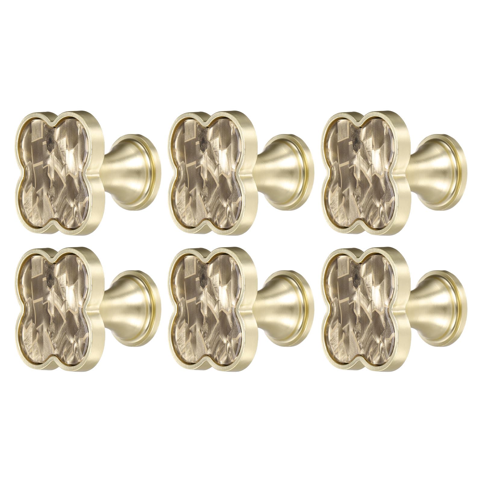 sourcing map 6Pcs Drawer Knobs, Zinc Alloy Decorative Four-Leaf Pull Handles with Screws for Furniture Dresser Wardrobe Cupboard, Brown