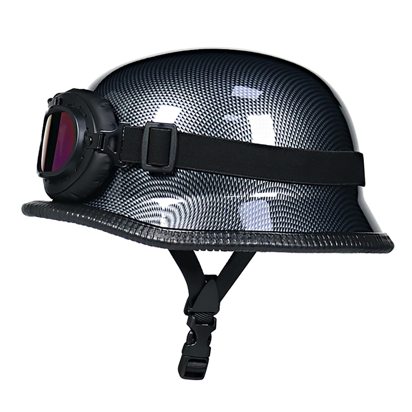 EBAYIN Casco Moto A Mezza Calotta Casco Mezzo Casco Vintage Stile Tedesco Casco Aperto con Occhiali Casco Pilota Ciclomotore Omologato DOT ECE Cruiser Chopper(Texture,M=(57~58cm))