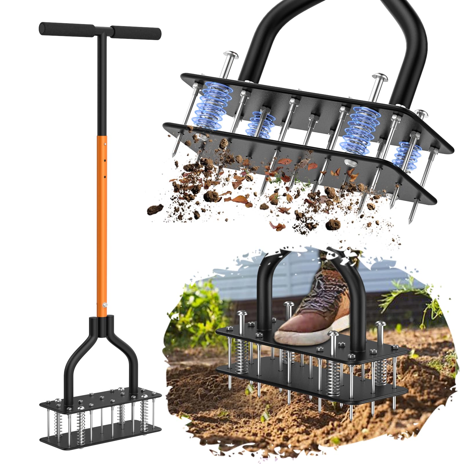 Ergohortus Lawn Aerator, Automatic Dirt and Leaf Cleaning Design